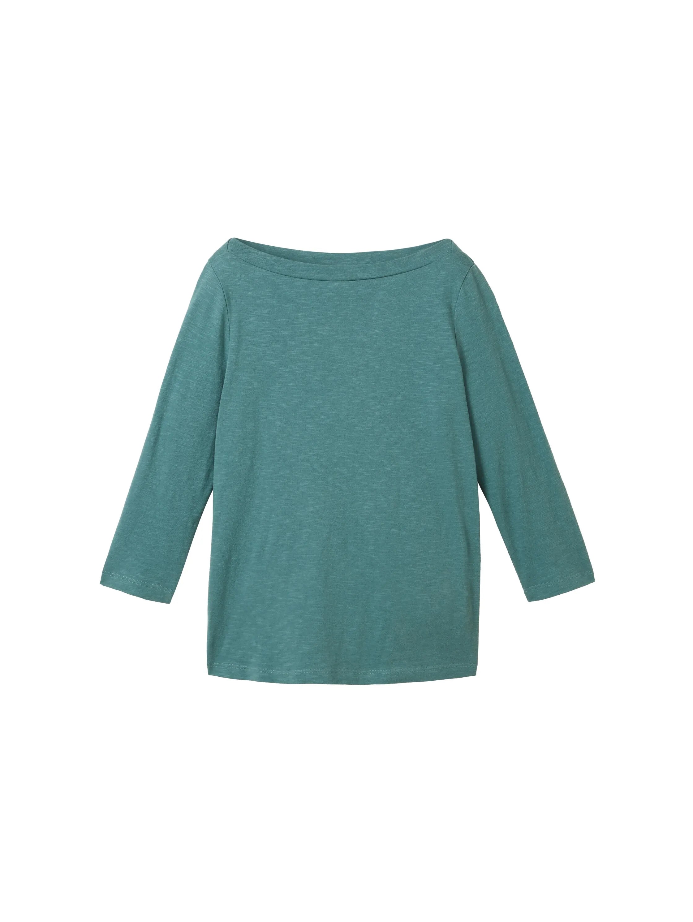 Tom Tailor Sea Pine Green Women T-Shirt with a Submarine Neckline SKU: 1038028_10697 Image 07