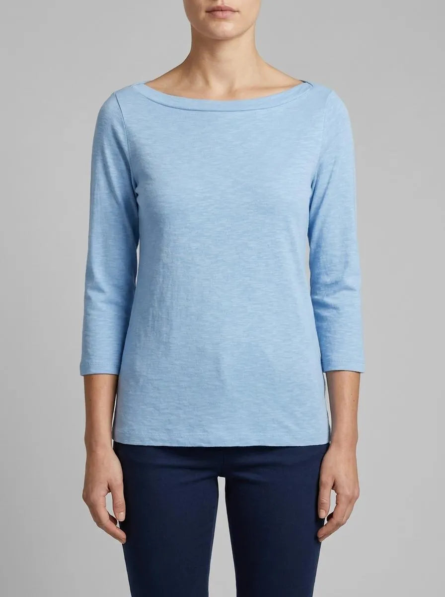 Tom Tailor Light Fjord Blue Women T-Shirt with a Submarine Neckline SKU: 1038028_34587 Image 00