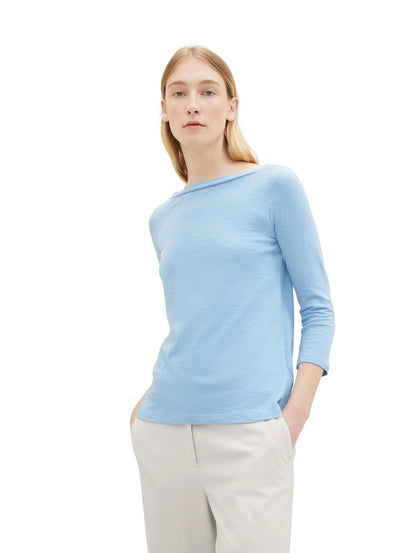 Tom Tailor Light Fjord Blue Women T-Shirt with a Submarine Neckline SKU: 1038028_34587 Image 01