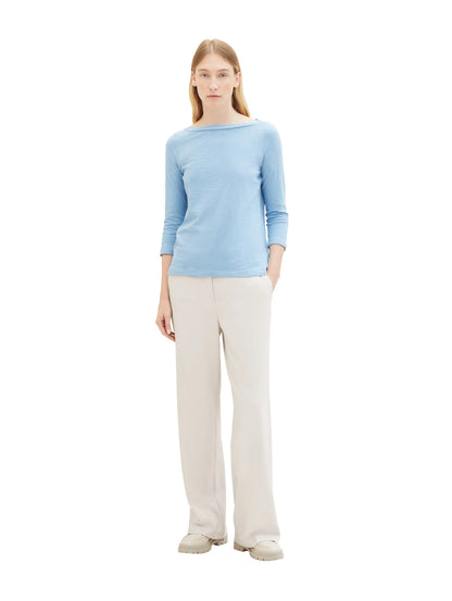 Tom Tailor Light Fjord Blue Women T-Shirt with a Submarine Neckline SKU: 1038028_34587 Image 02