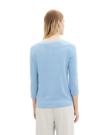 Tom Tailor Light Fjord Blue Women T-Shirt with a Submarine Neckline SKU: 1038028_34587 Image 03