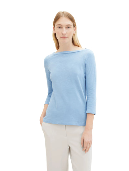 Tom Tailor Light Fjord Blue Women T-Shirt with a Submarine Neckline SKU: 1038028_34587 Image 04