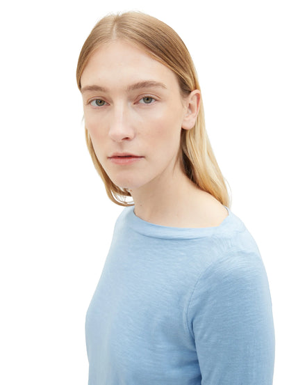 Tom Tailor Light Fjord Blue Women T-Shirt with a Submarine Neckline SKU: 1038028_34587 Image 06