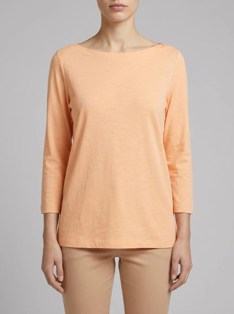 Tom Tailor Light Coral Women T-Shirt with a Submarine Neckline SKU: 1038028_34891 Image 00