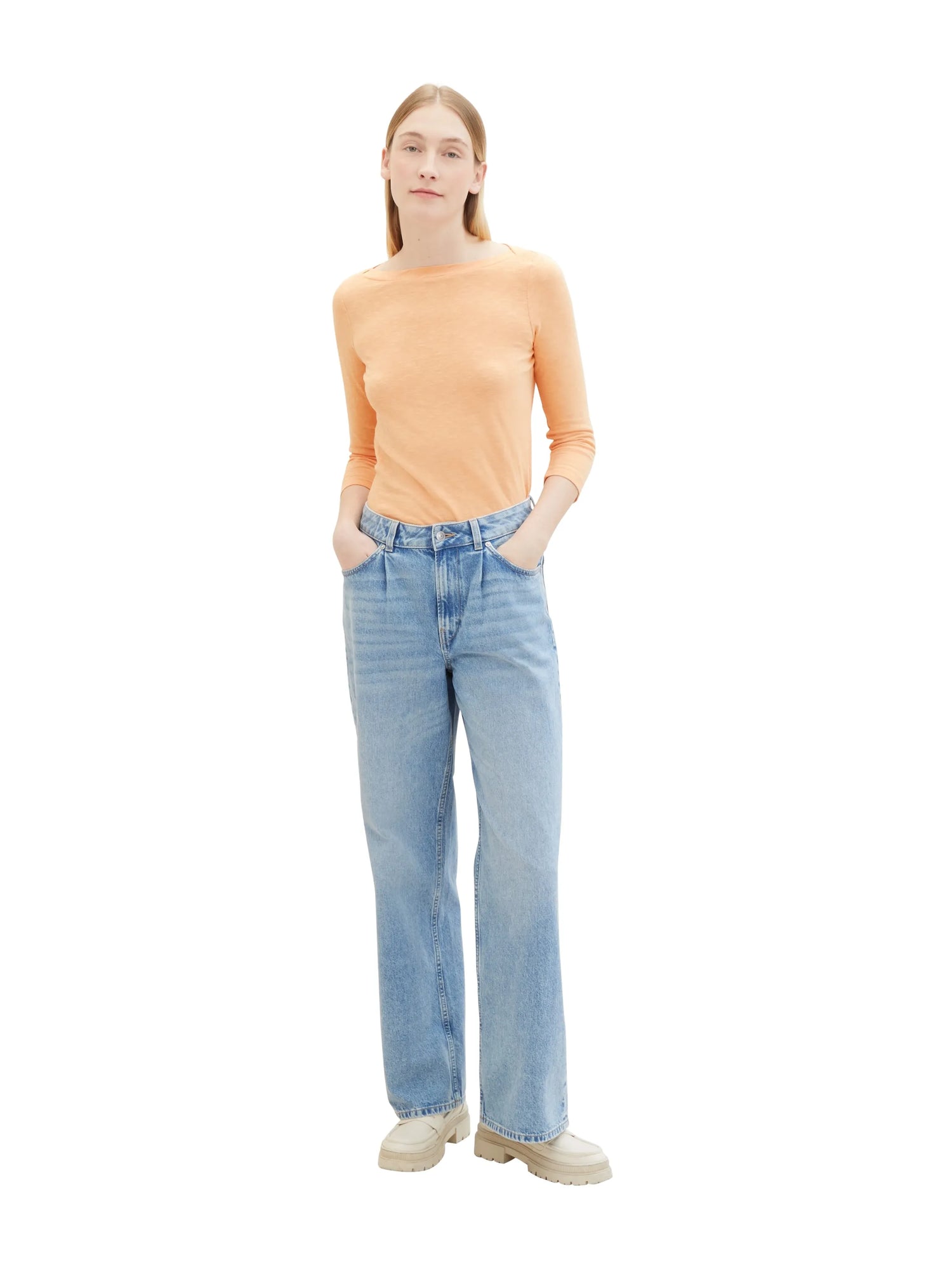 Tom Tailor Light Coral Women T-Shirt with a Submarine Neckline SKU: 1038028_34891 Image 02