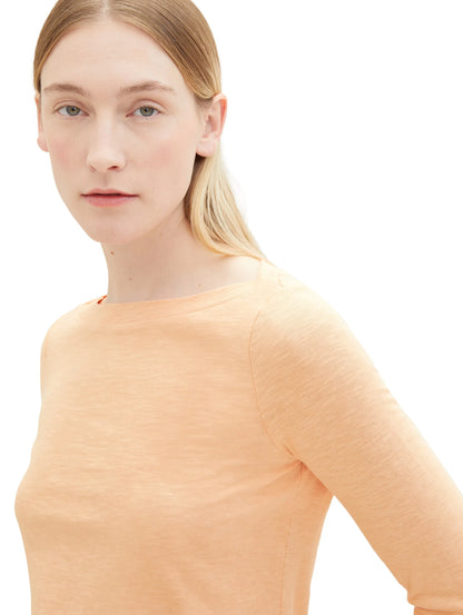 Tom Tailor Light Coral Women T-Shirt with a Submarine Neckline SKU: 1038028_34891 Image 05