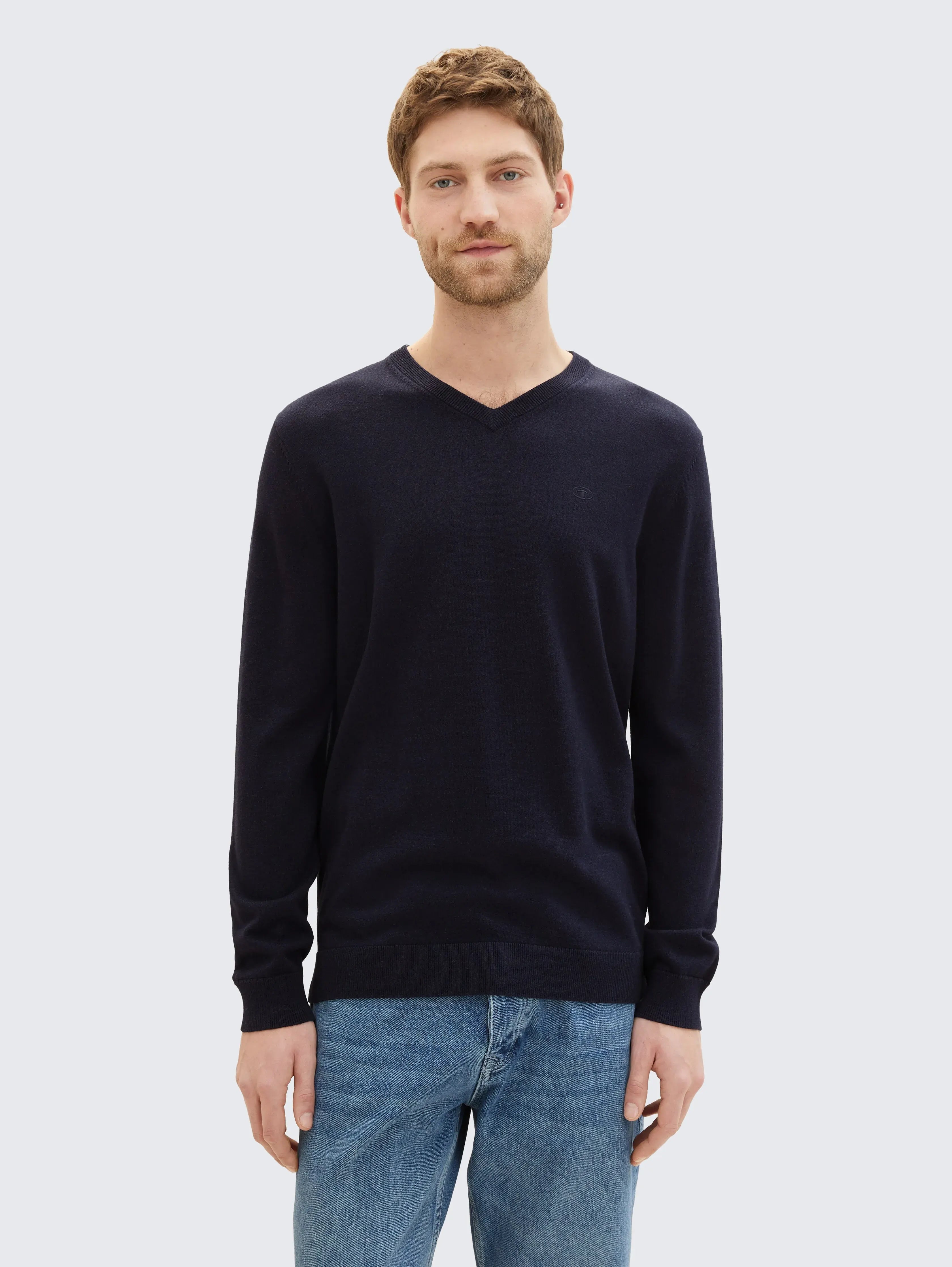 Tom Tailor_0_Knitted Jumper with V-Neck_1038427_13160_02