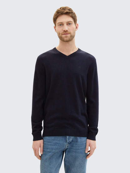 Tom Tailor_0_Knitted Jumper with V-Neck_1038427_13160_02