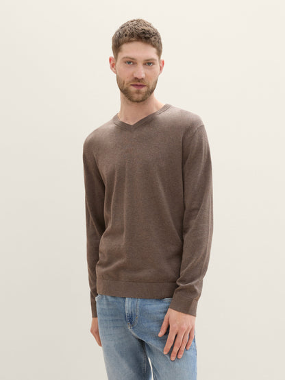 Knitted Pullover with A V-Neckline_1039811_36303_03