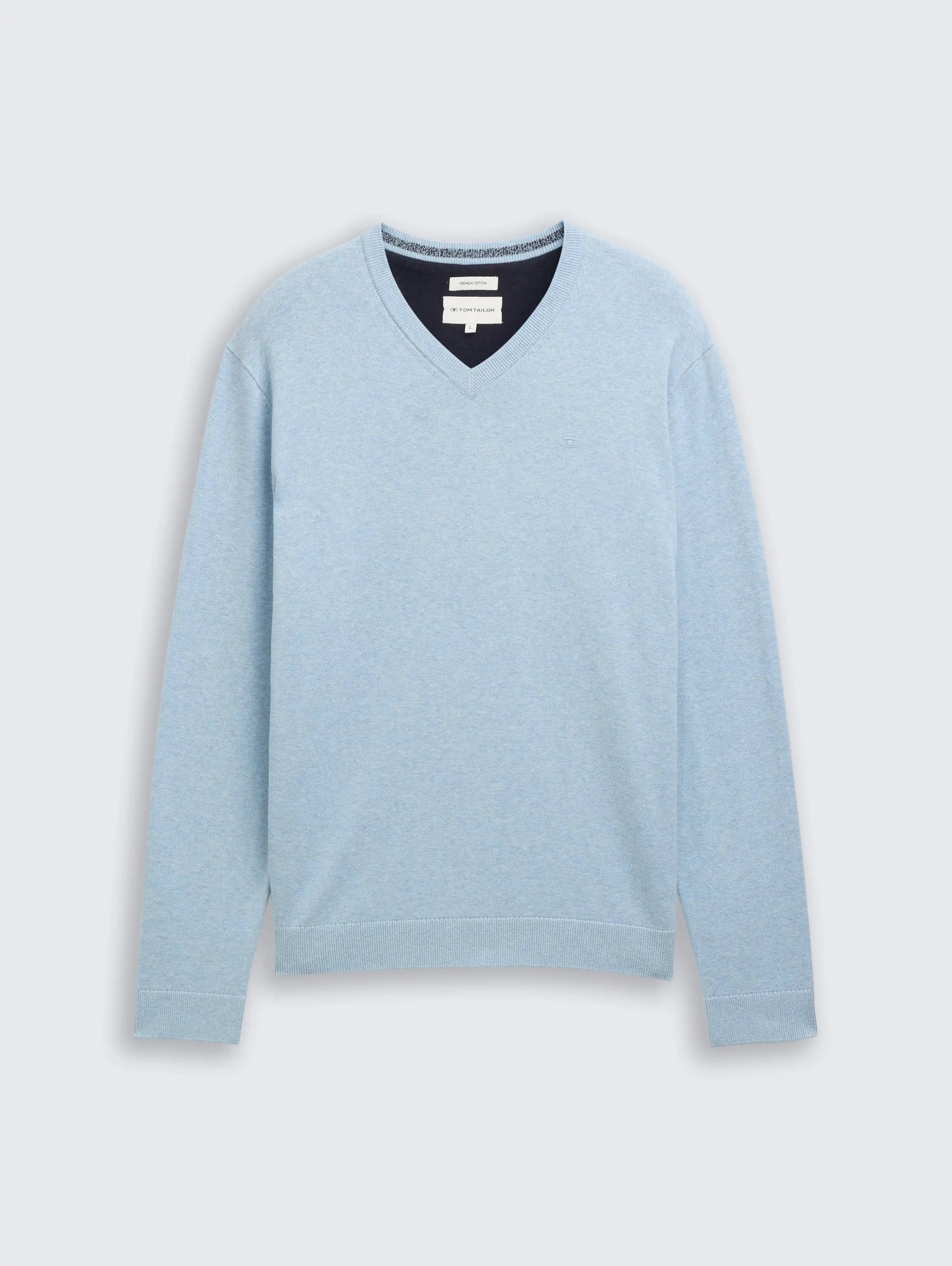 Tom Tailor_0_Cotton V-Neck Knitted Jumper_1039811_38676_01