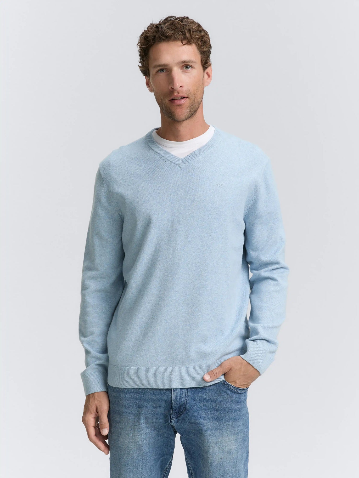 Tom Tailor_0_Cotton V-Neck Knitted Jumper_1039811_38676_02