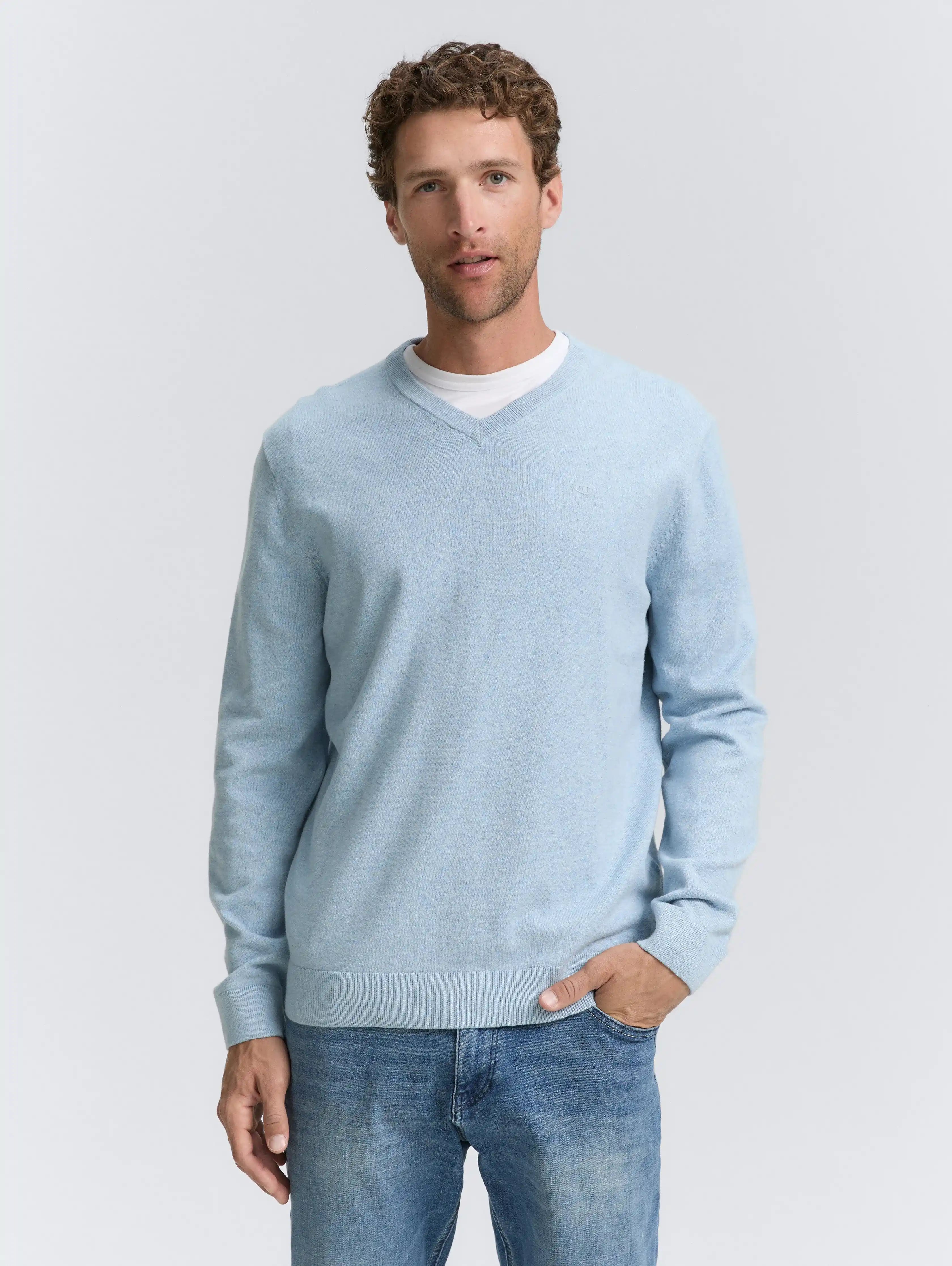 Tom Tailor_0_Cotton V-Neck Knitted Jumper_1039811_38676_02