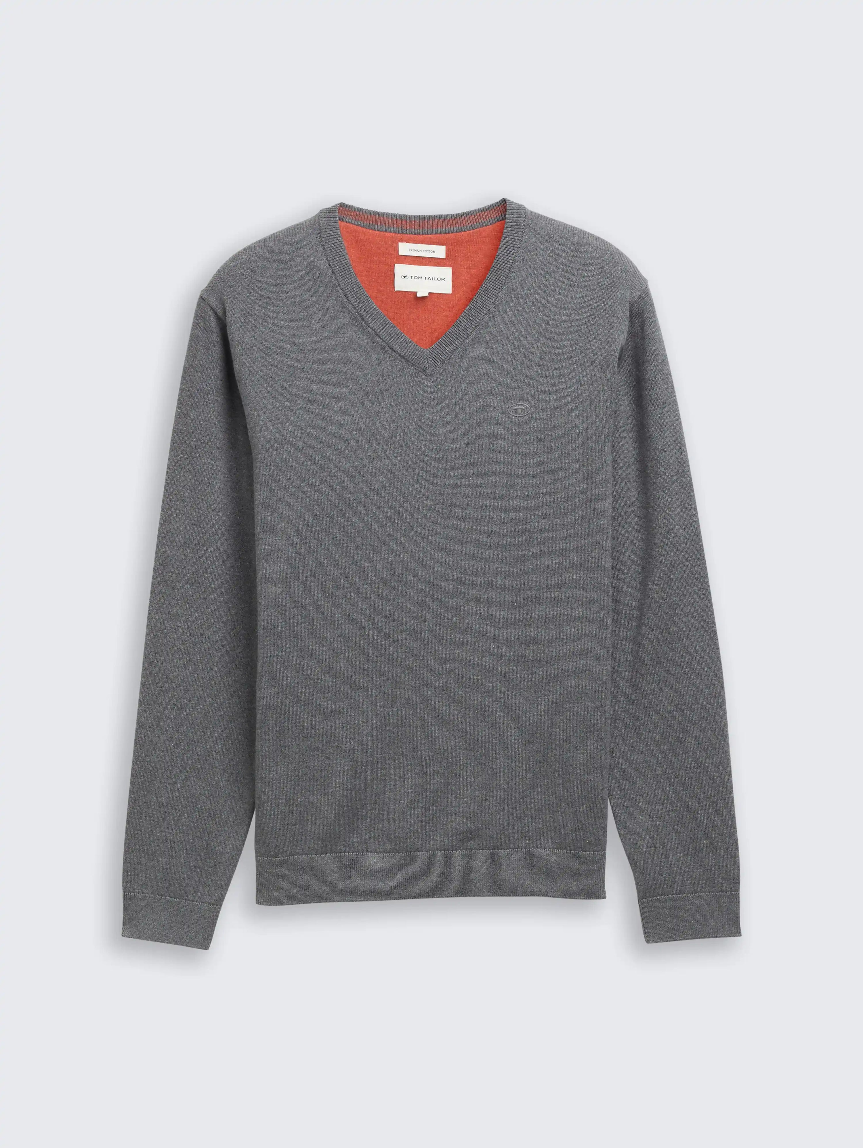 Tom Tailor_0_Cotton V-Neck Knitted Jumper_1039811_38679_01