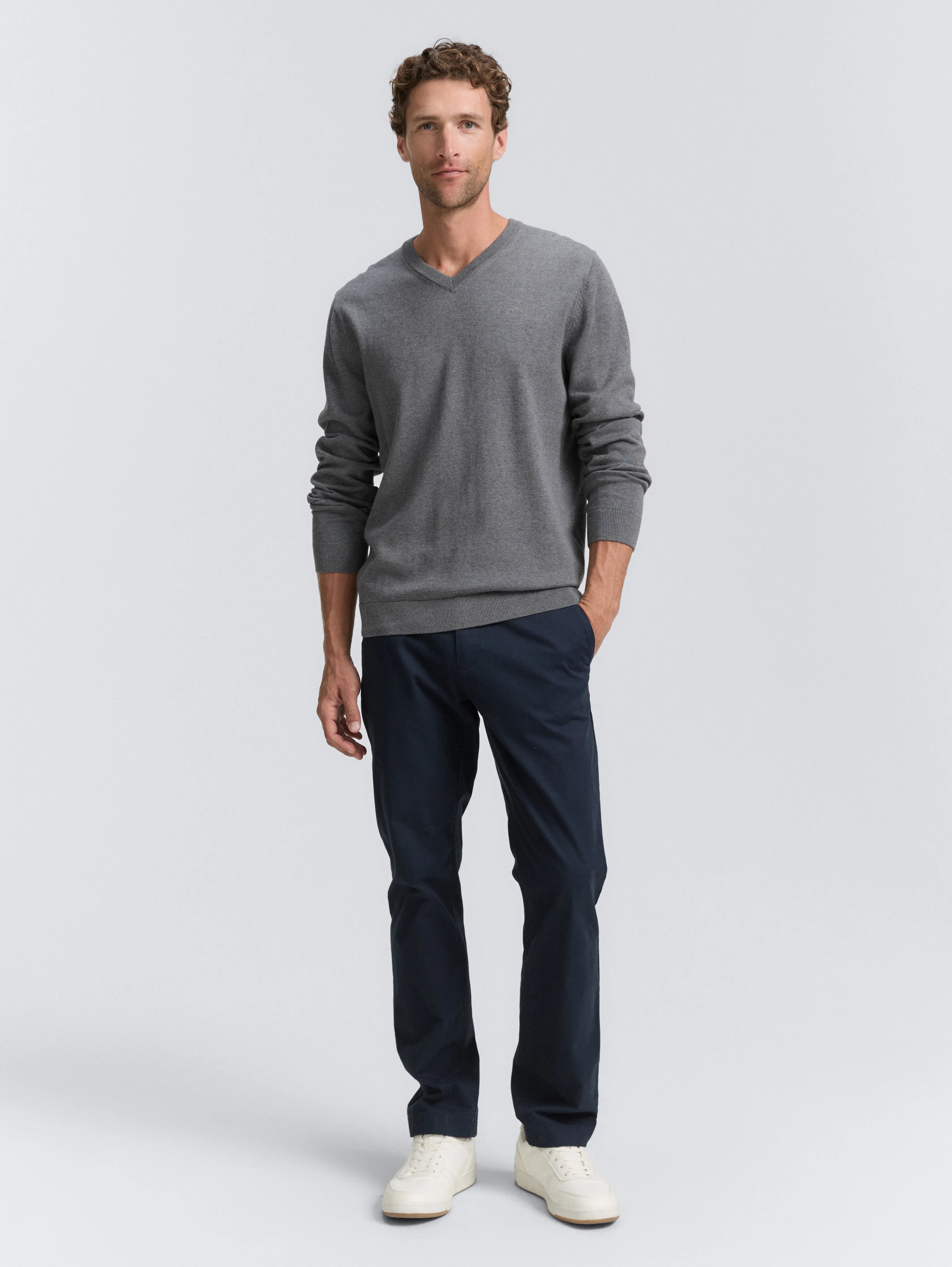 Tom Tailor_0_Cotton V-Neck Knitted Jumper_1039811_38679_03