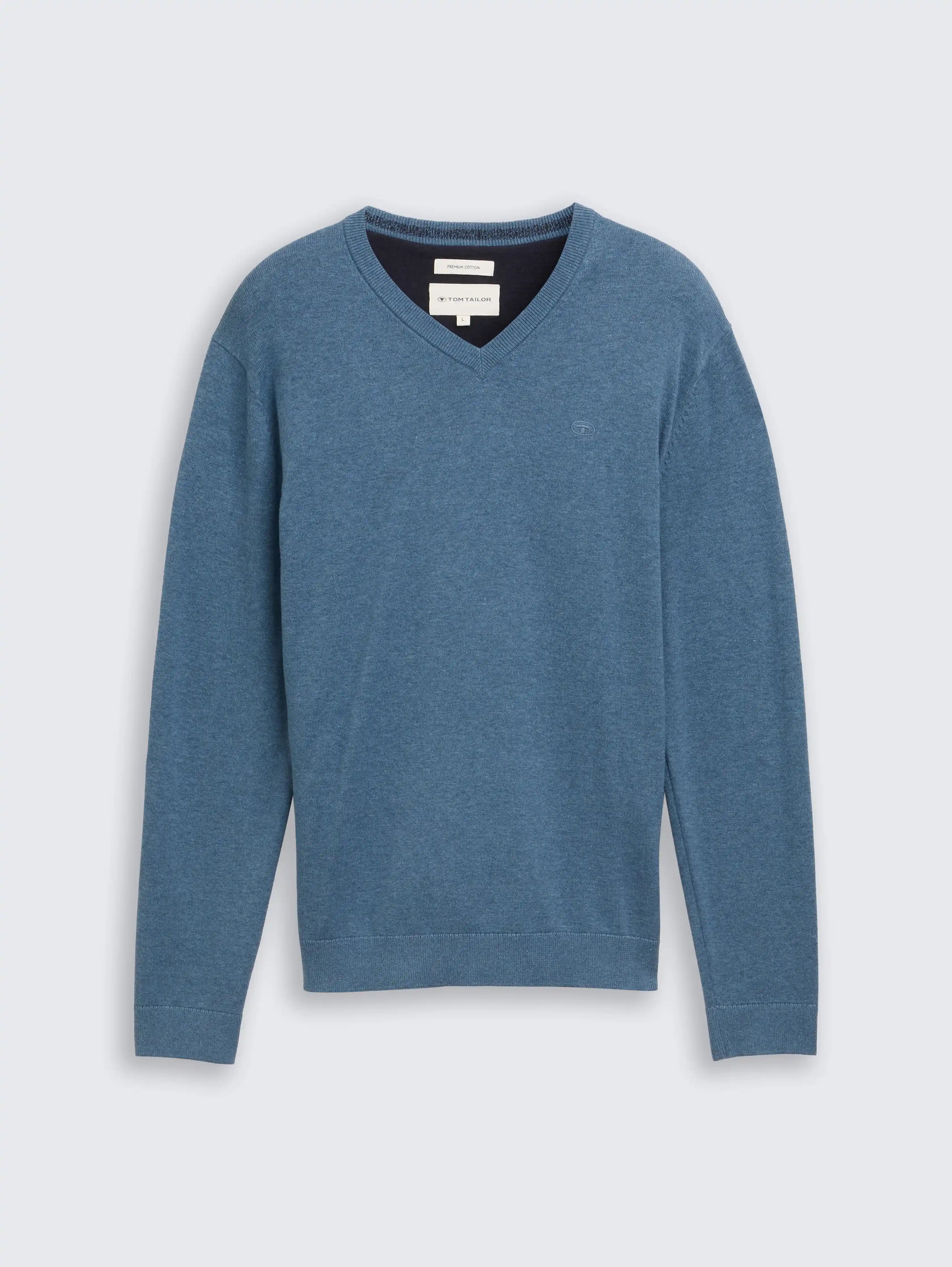 Tom Tailor_0_Cotton V-Neck Knitted Jumper_1039811_38701_01