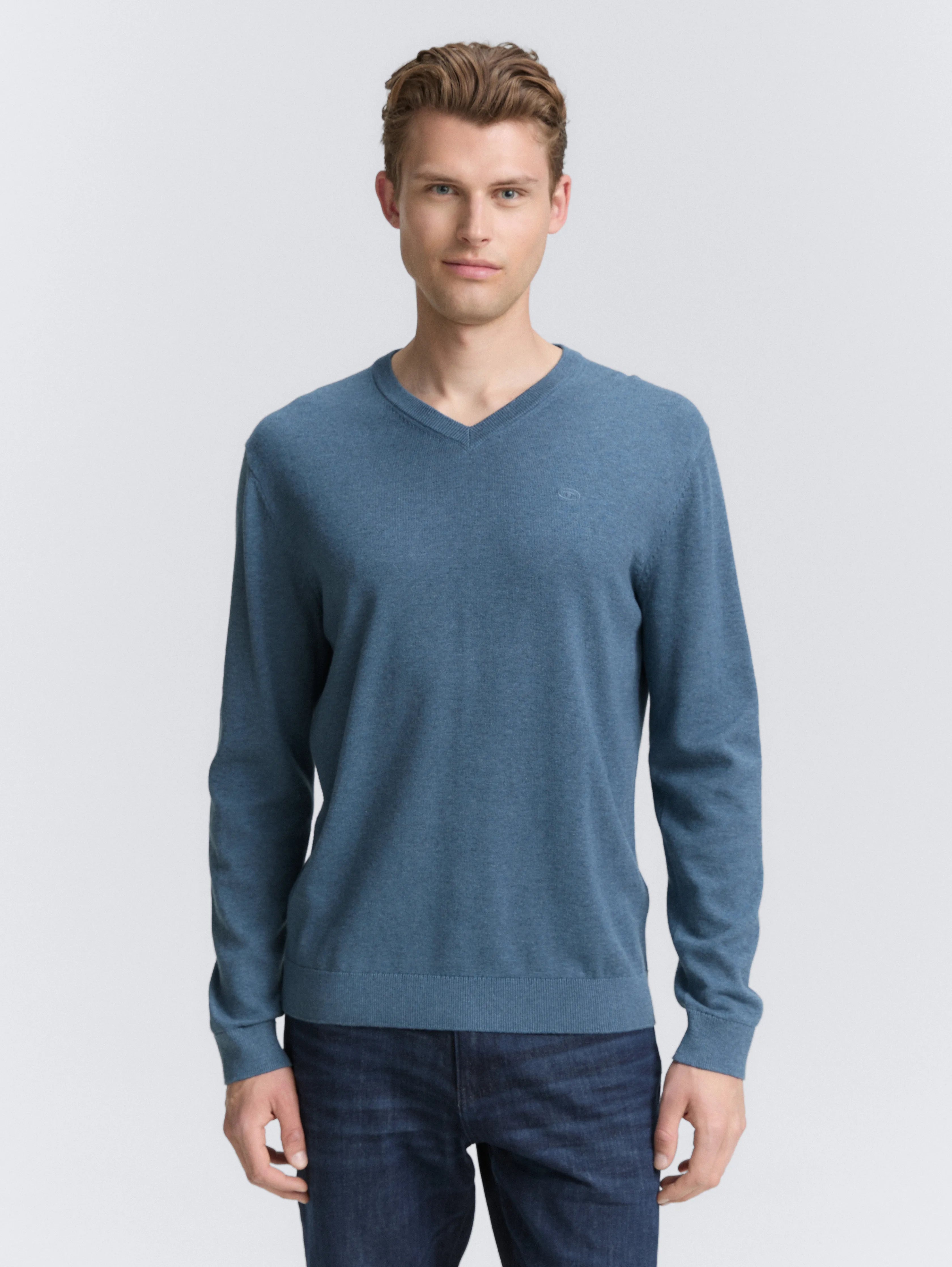 Tom Tailor_0_Cotton V-Neck Knitted Jumper_1039811_38701_02