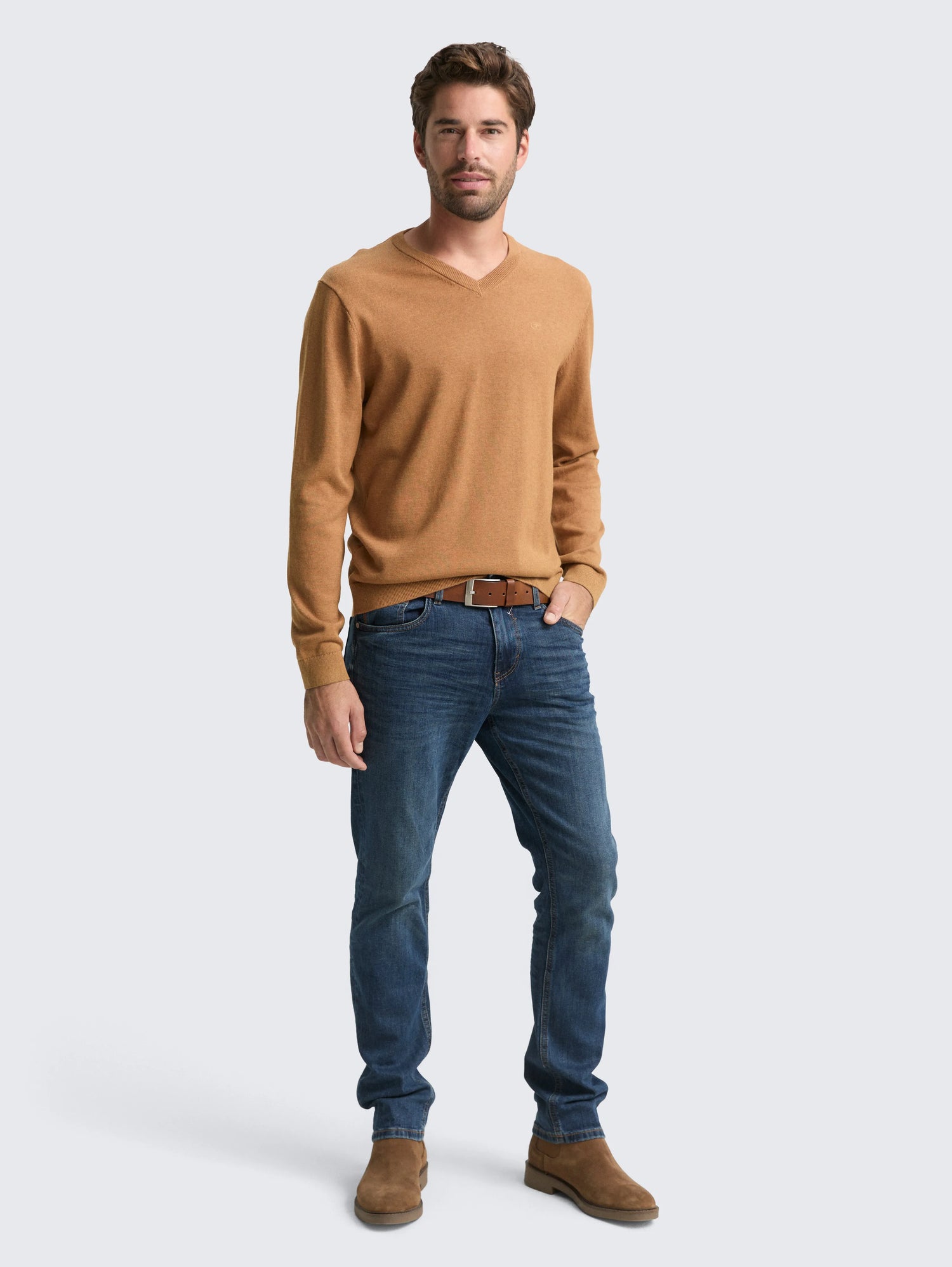 Tom Tailor_0_Cotton V-Neck Knitted Jumper_1039811_39098_01
