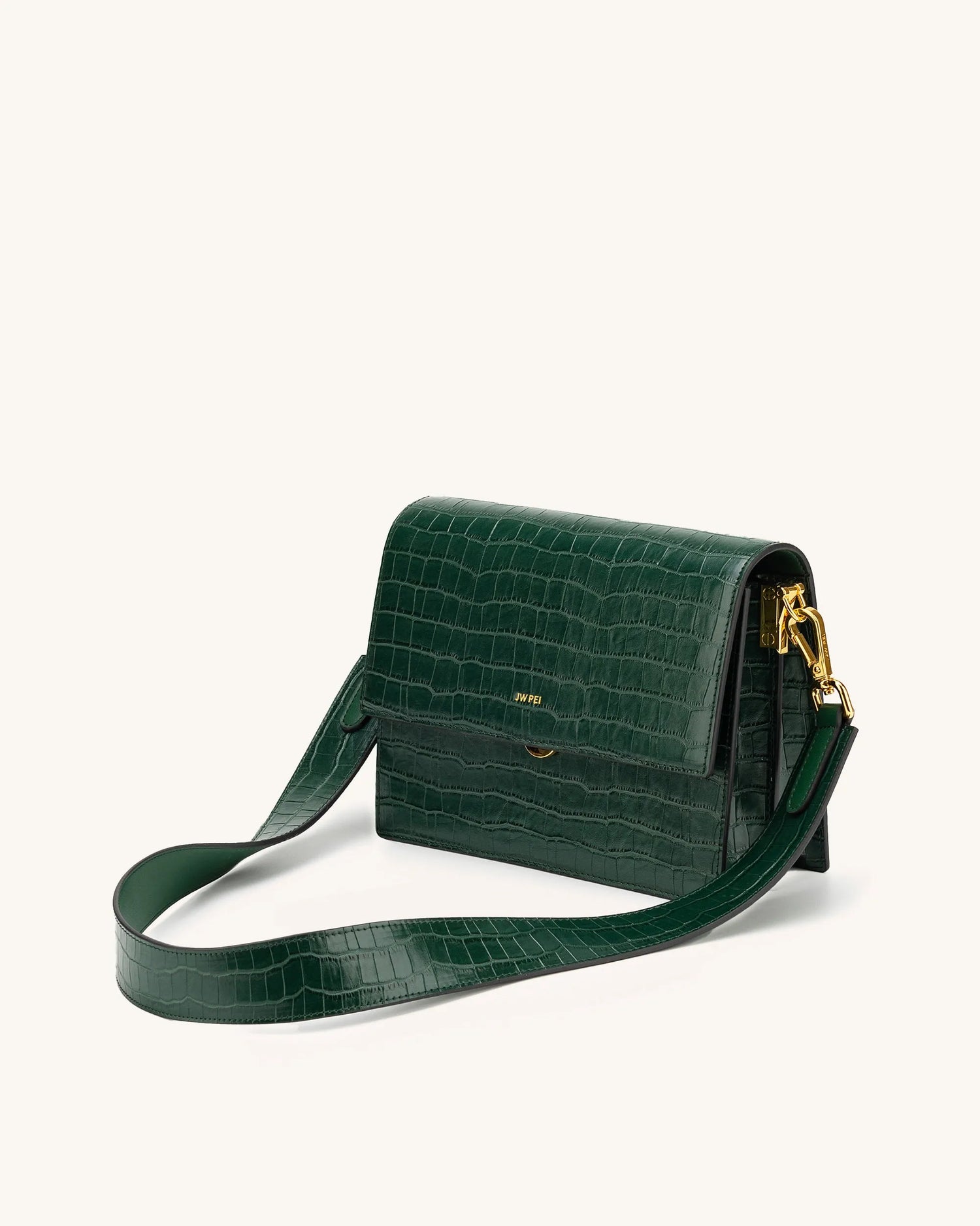 JW PEI_Dark Green Croc_Mini Flap Crossbody_104-11_Dark Green Croc_01