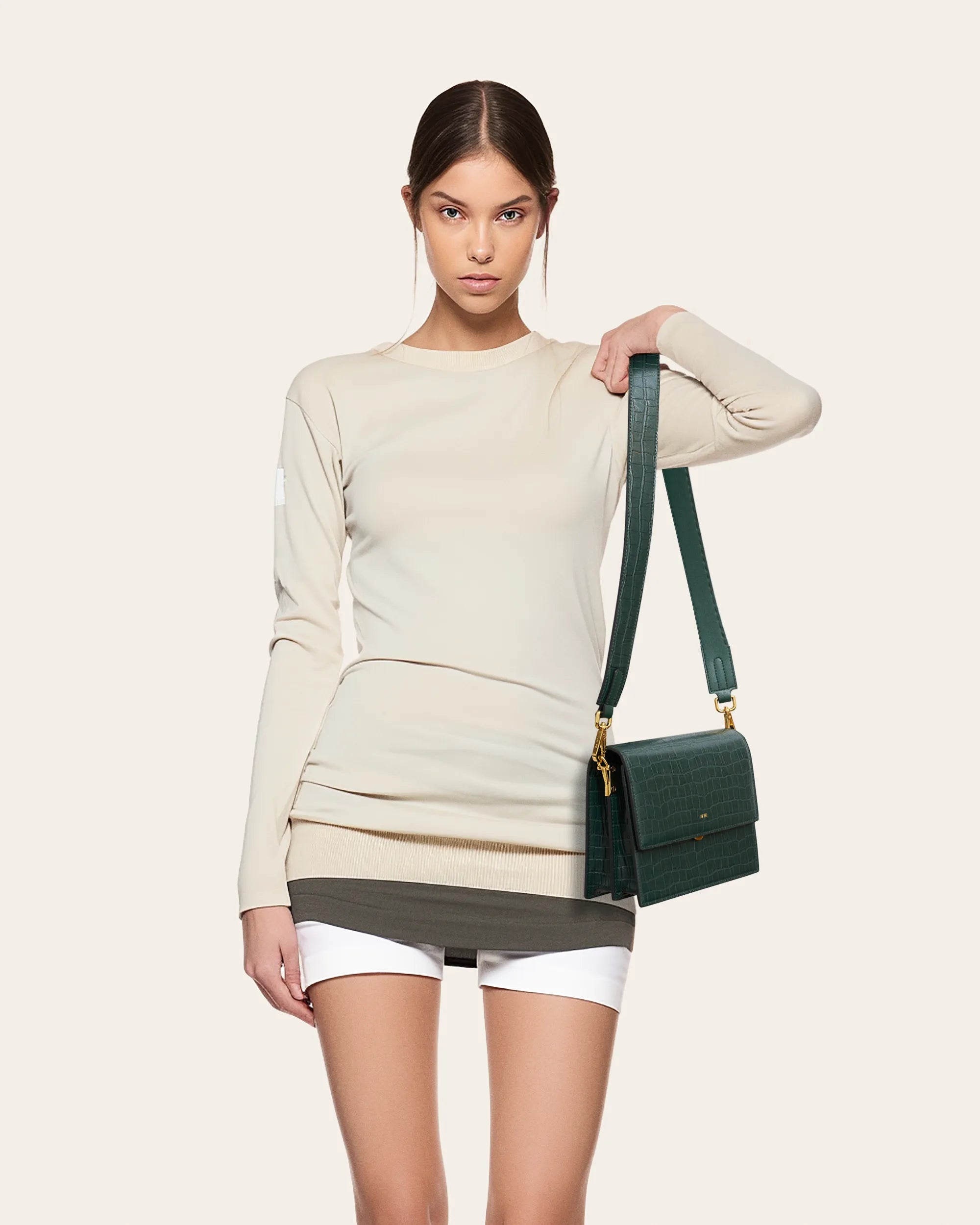 JW PEI_Dark Green Croc_Mini Flap Crossbody_104-11_Dark Green Croc_02