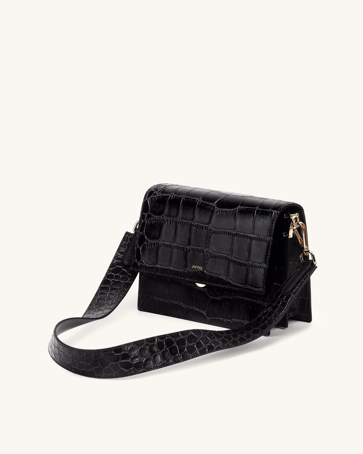 JW PEI_Black Croc_Mini Flap Crossbody_104-2_Black Croc_01