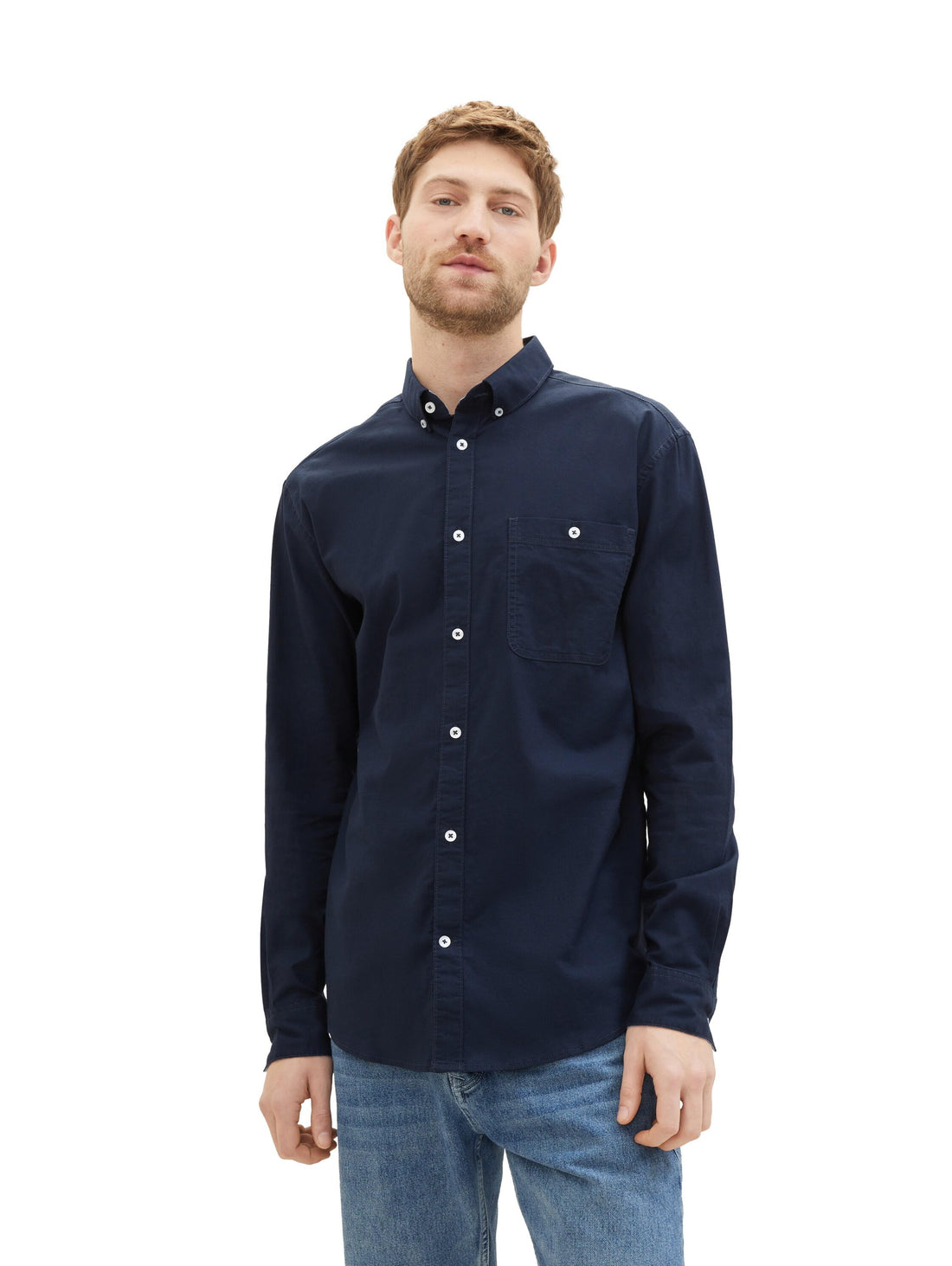 Fitted Stretch Oxford Shirt_1040117_10668_01