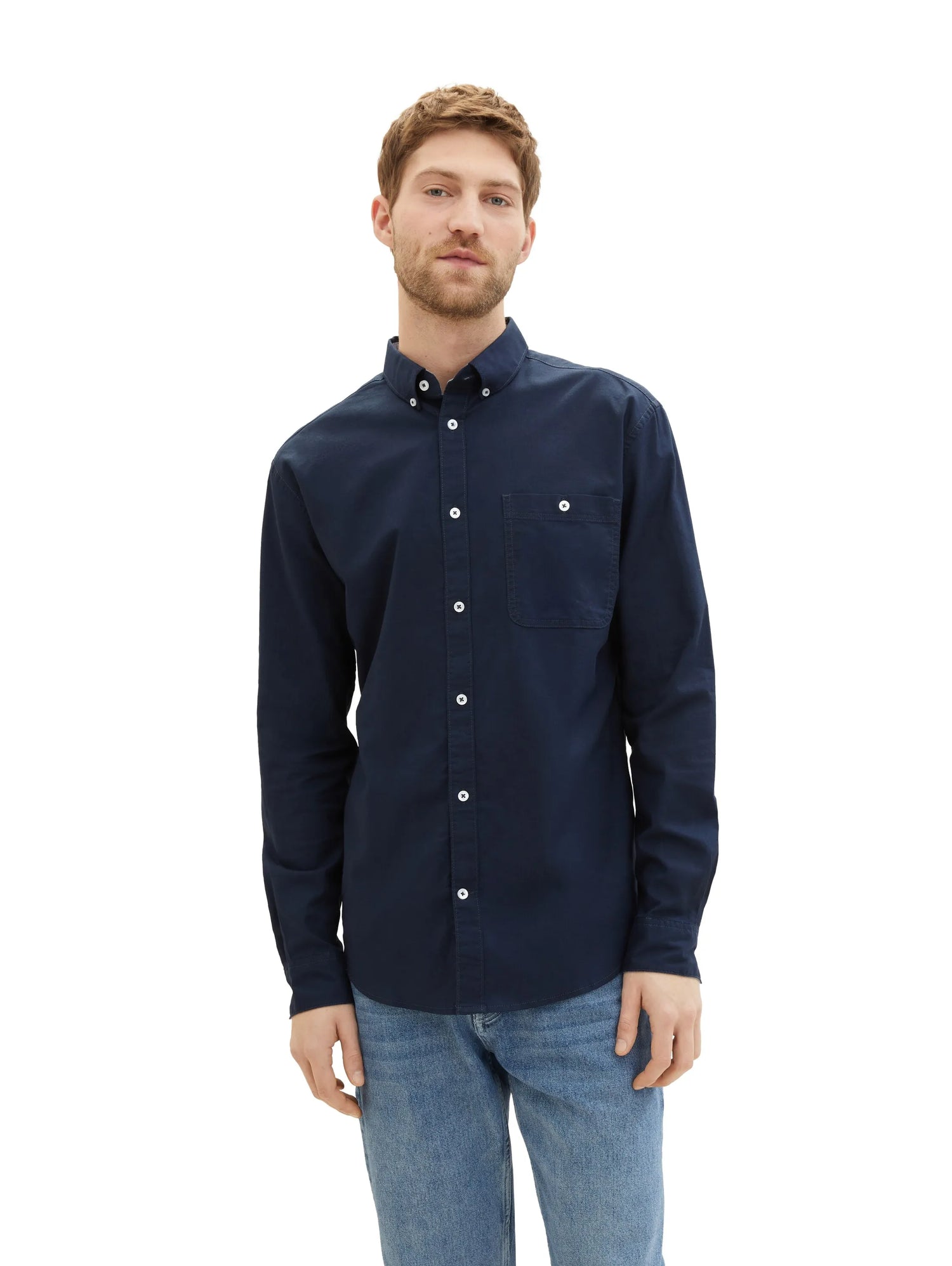 Tom Tailor Sky Captain Blue Men Oxford Shirt SKU: 1040117_10668 Image 04