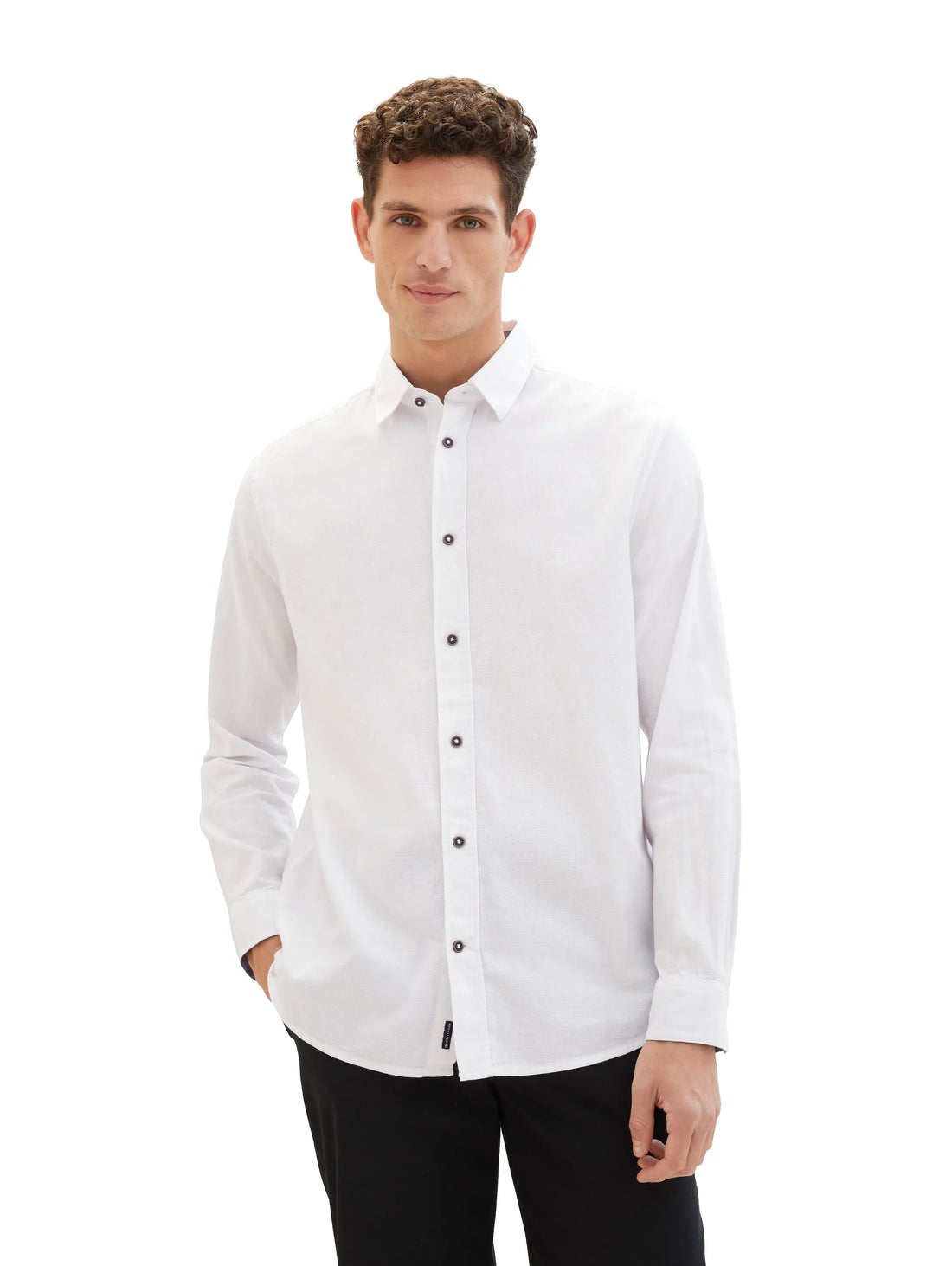 Tom Tailor White Men Textured Shirt SKU: 1040118_20000 Image 01