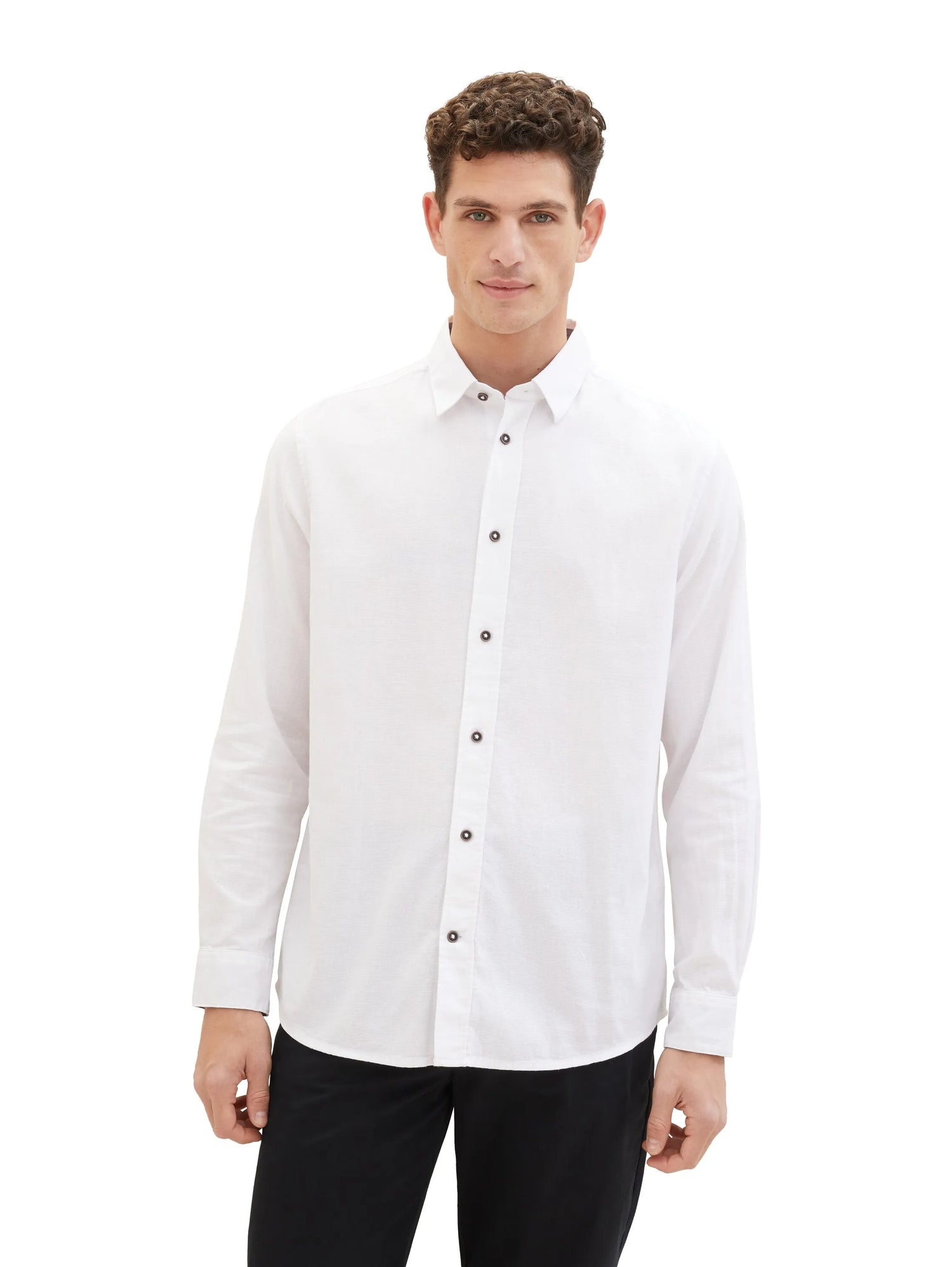 Tom Tailor White Men Textured Shirt SKU: 1040118_20000 Image 04