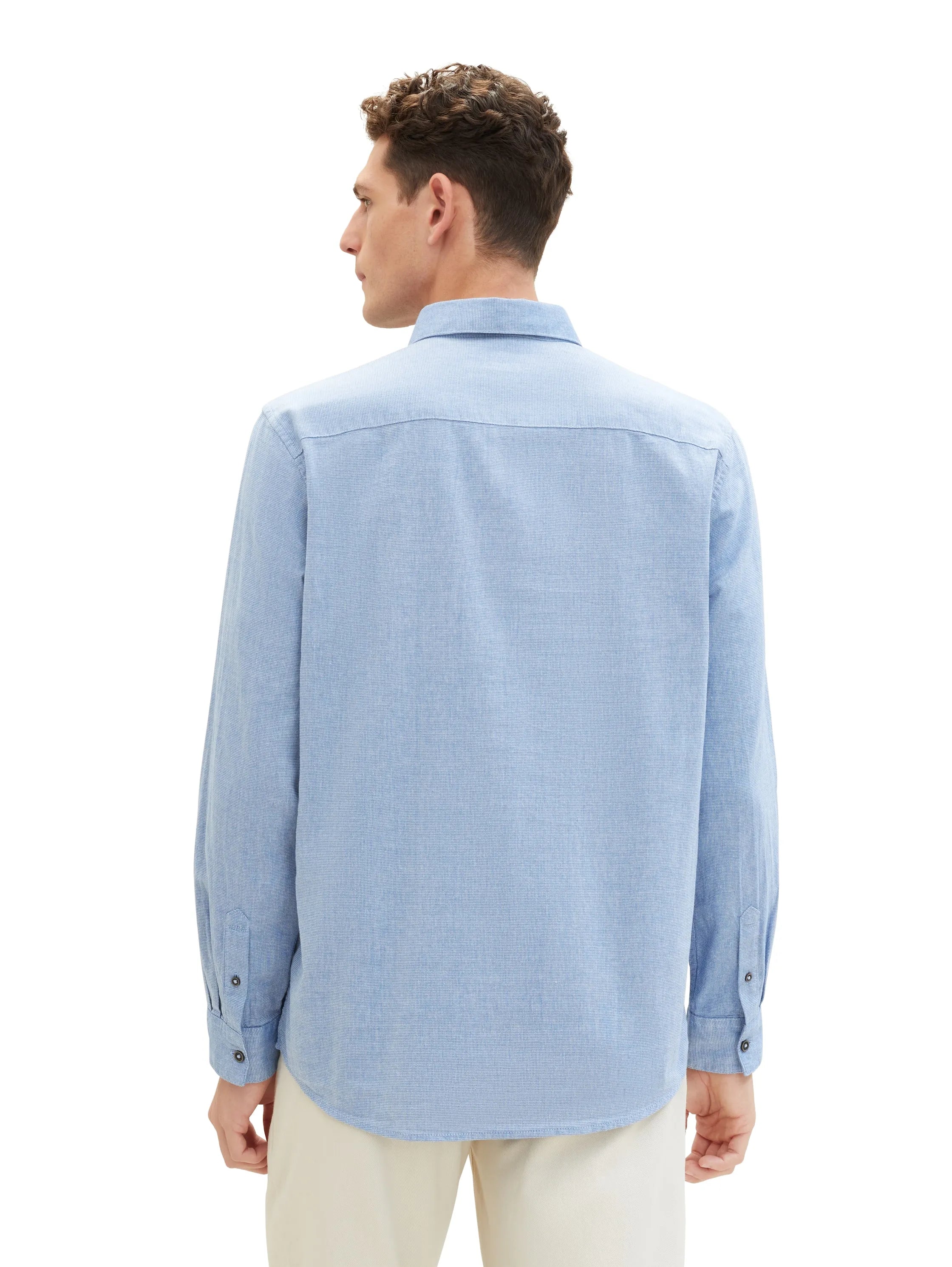 Tom Tailor Sure Blue Structure Men Textured Shirt SKU: 1040118_34615 Image 03