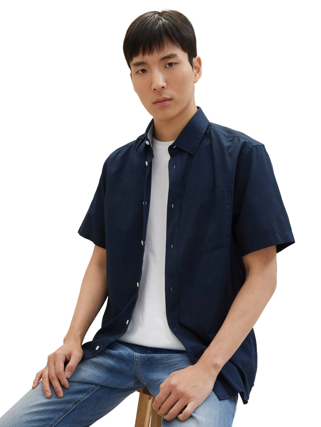 Tom Tailor Sky Captain Blue Men Regular Fit Short-Sleeved Dress Shirt SKU: 1040120_10668 Image 01