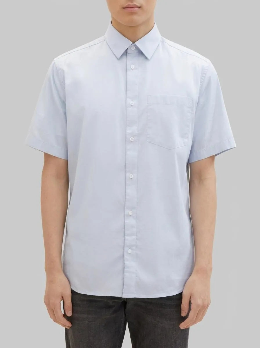 Tom Tailor Light Metal Blue Men Regular Fit Short-Sleeved Dress Shirt SKU: 1040120_13302 Image 00