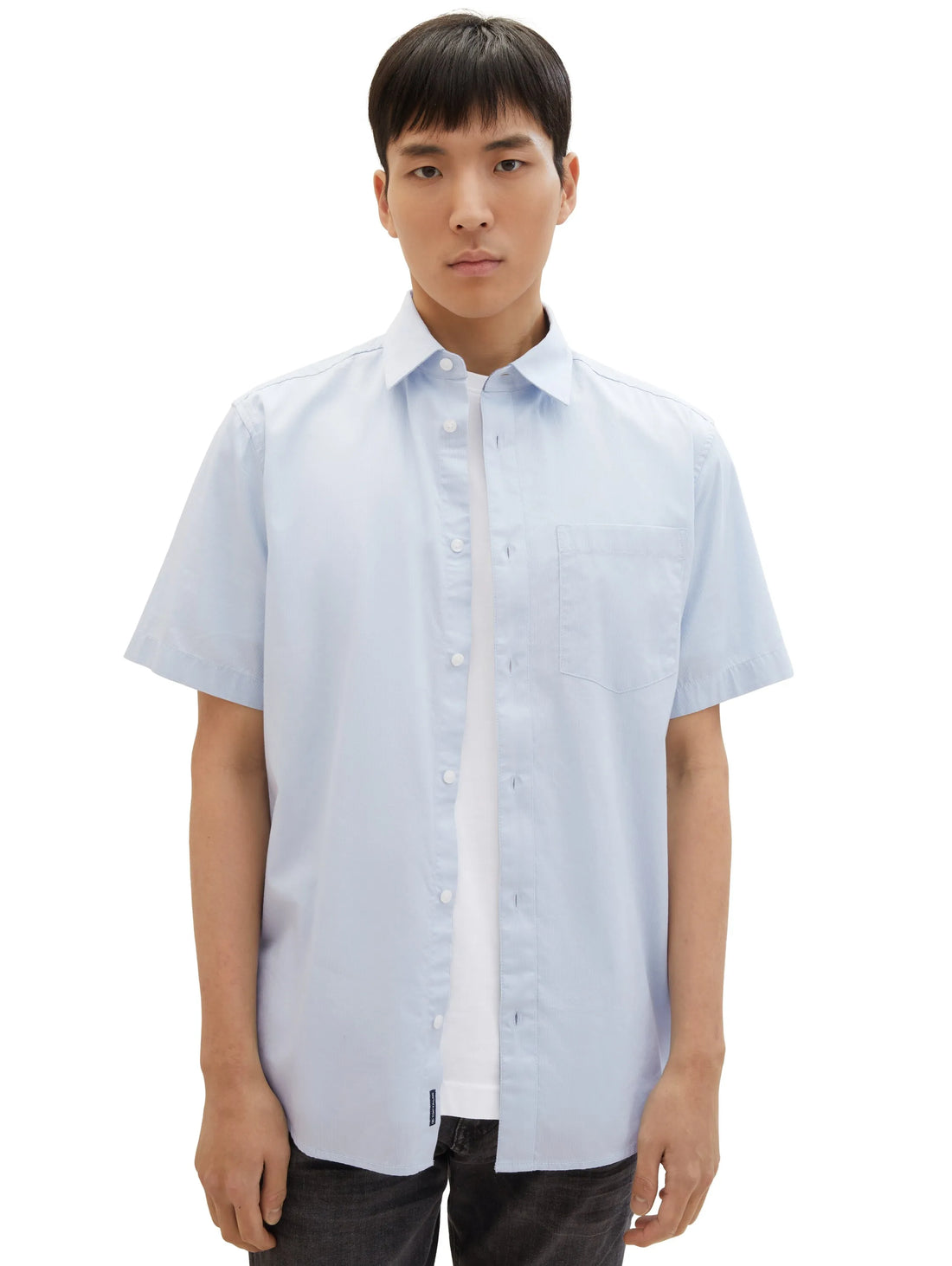 Tom Tailor Light Metal Blue Men Regular Fit Short-Sleeved Dress Shirt SKU: 1040120_13302 Image 01