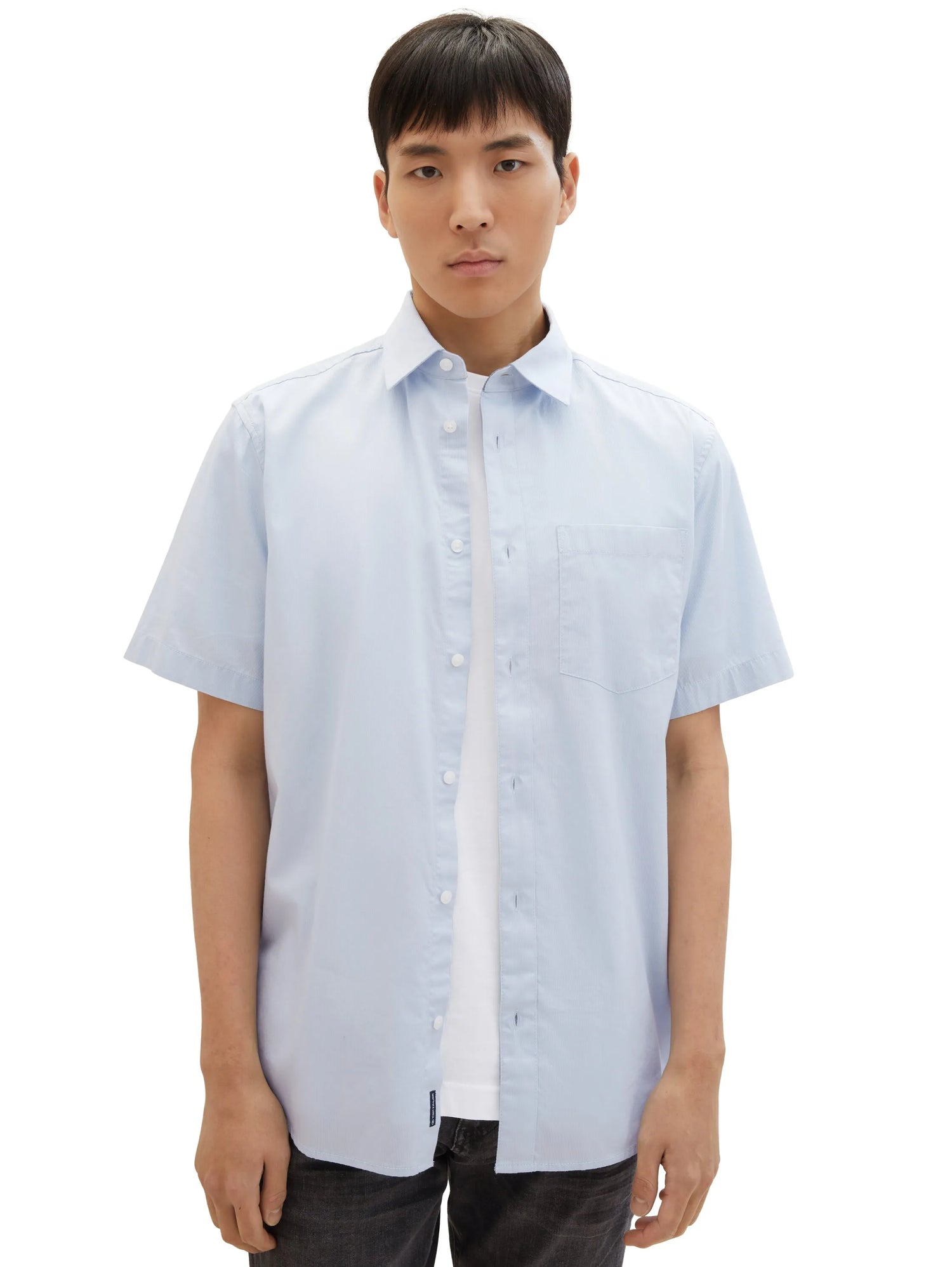 Tom Tailor Light Metal Blue Men Regular Fit Short-Sleeved Dress Shirt SKU: 1040120_13302 Image 01