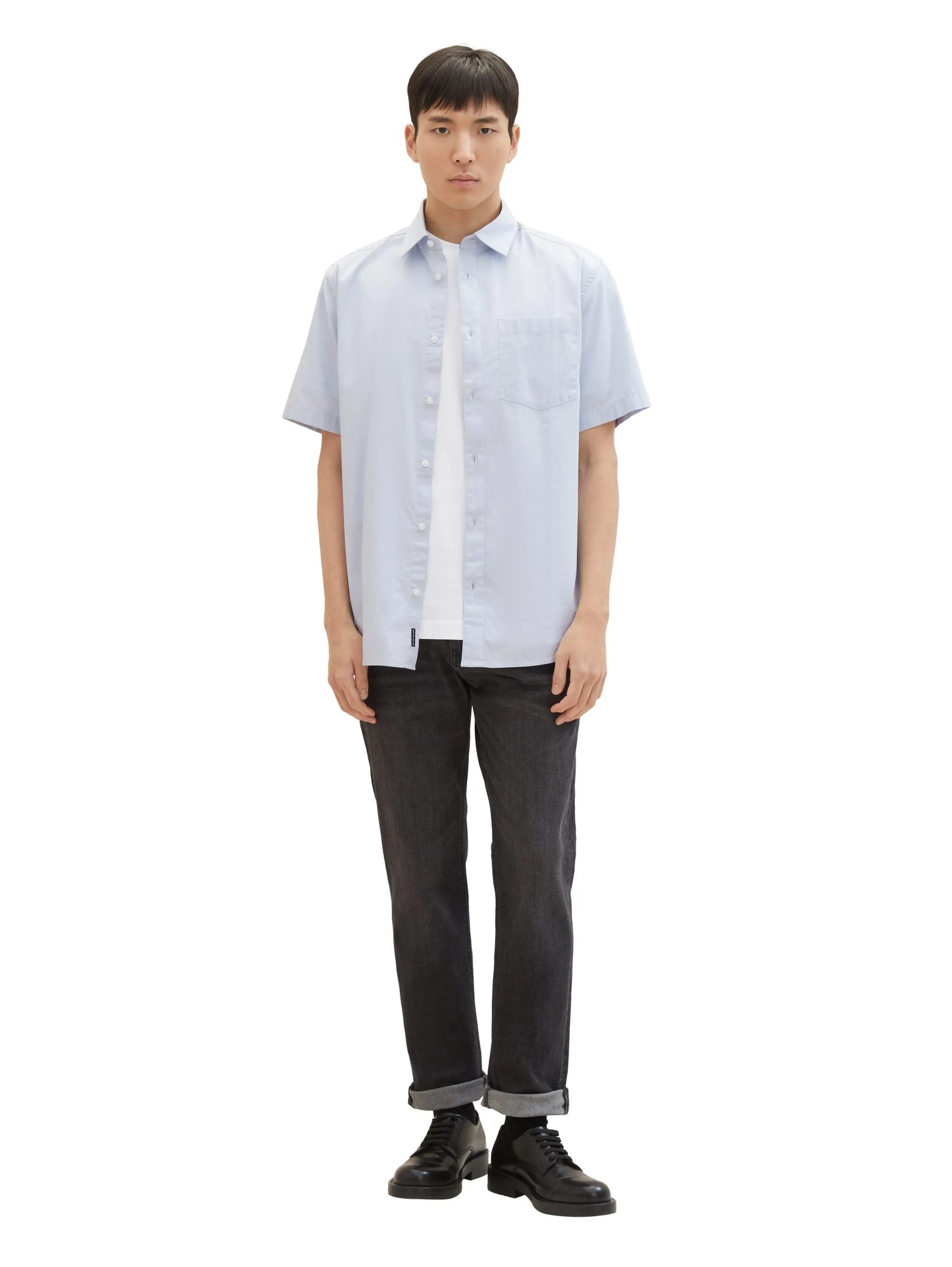 Tom Tailor Light Metal Blue Men Regular Fit Short-Sleeved Dress Shirt SKU: 1040120_13302 Image 02
