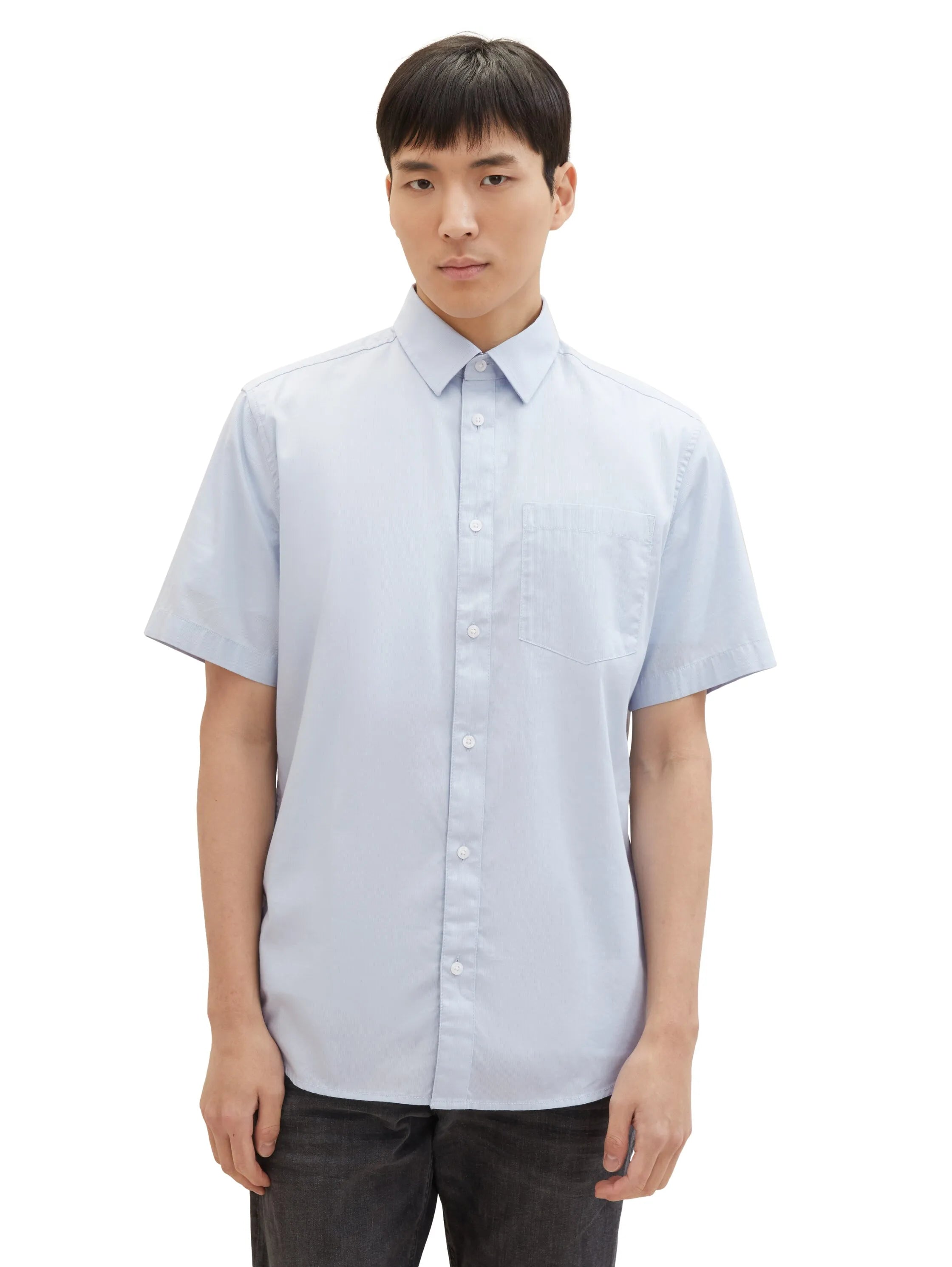 Tom Tailor Light Metal Blue Men Regular Fit Short-Sleeved Dress Shirt SKU: 1040120_13302 Image 05