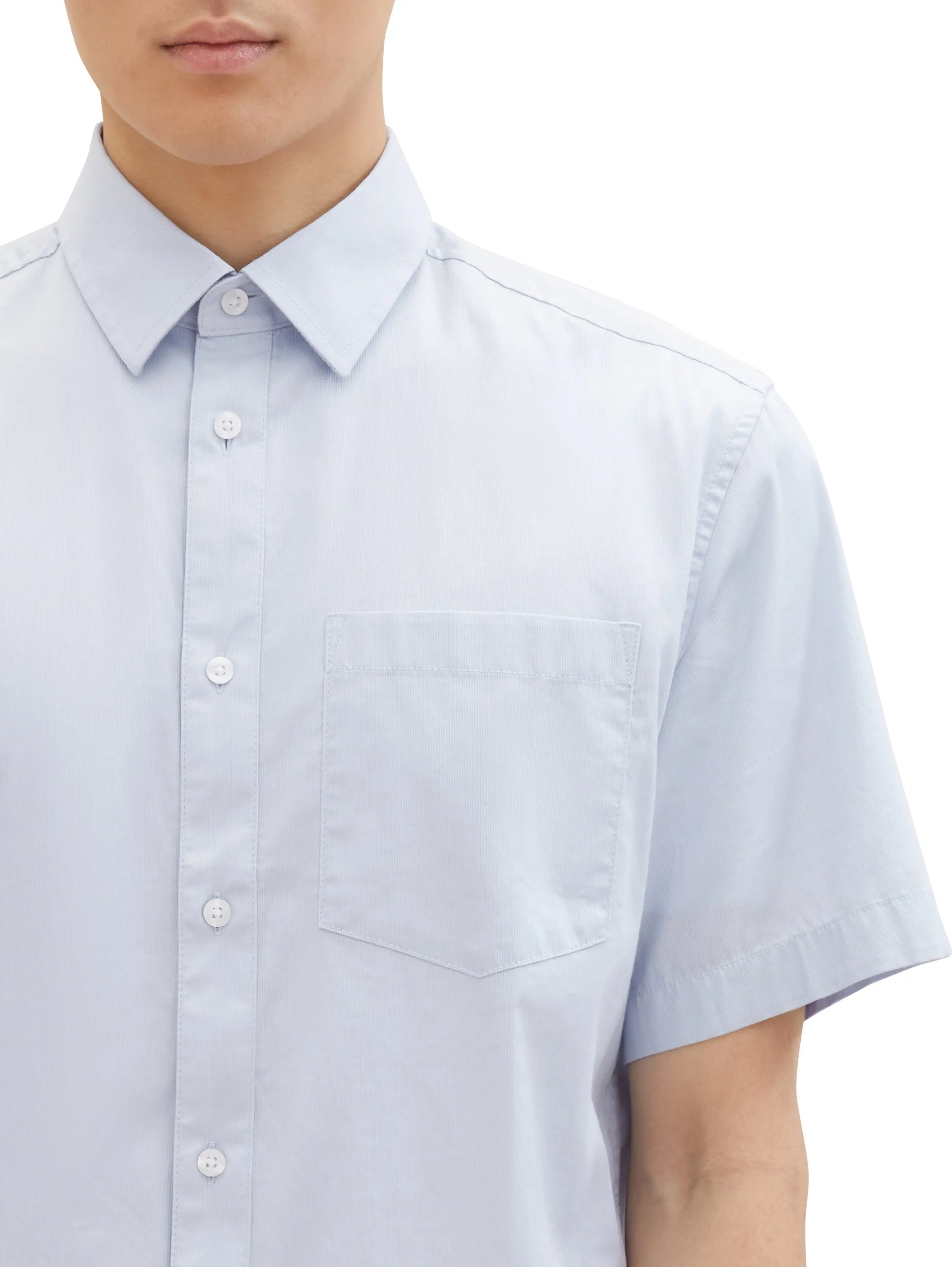 Tom Tailor Light Metal Blue Men Regular Fit Short-Sleeved Dress Shirt SKU: 1040120_13302 Image 06