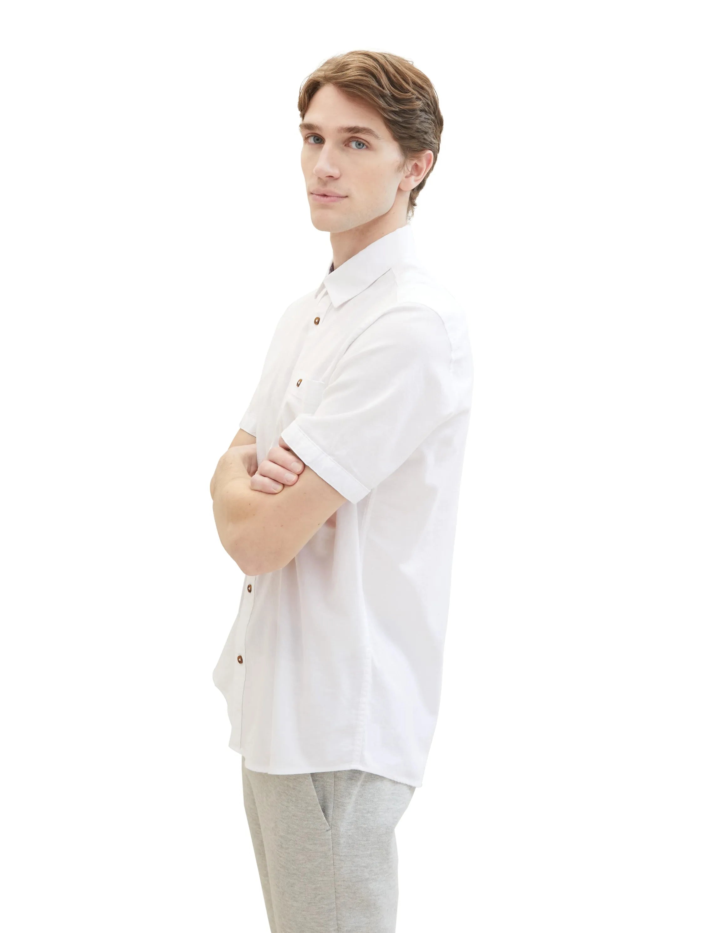 Tom Tailor White Men Basic Short-Sleeved Shirt SKU: 1040122_20000 Image 01