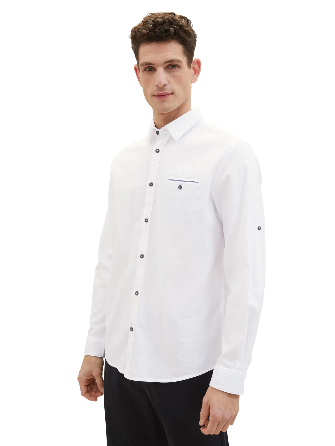Tom Tailor White Men Textured Shirt SKU: 1040129_20000 Image 01