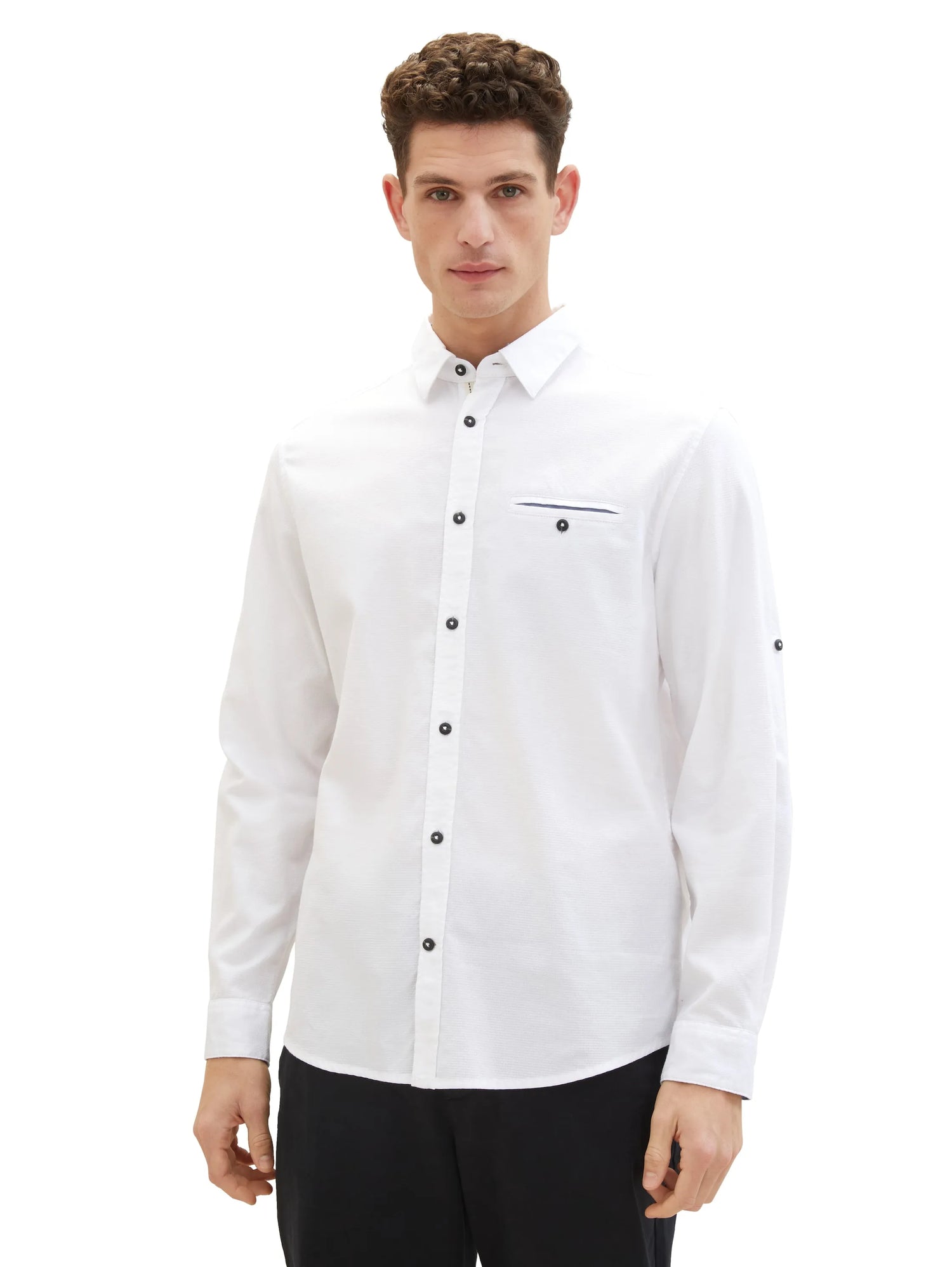 Tom Tailor White Men Textured Shirt SKU: 1040129_20000 Image 04