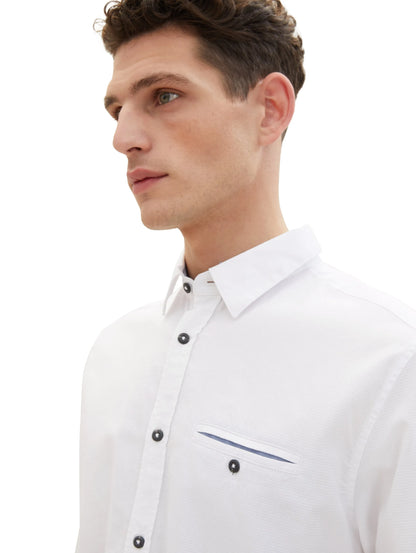 Tom Tailor White Men Textured Shirt SKU: 1040129_20000 Image 06