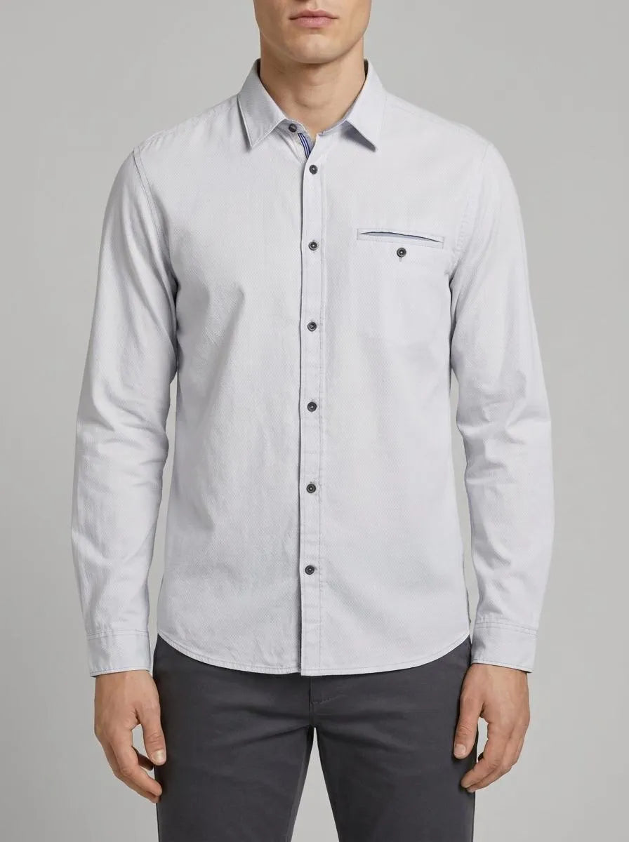 Tom Tailor Light Blue Small Structure Men Textured Shirt SKU: 1040129_34703 Image 00