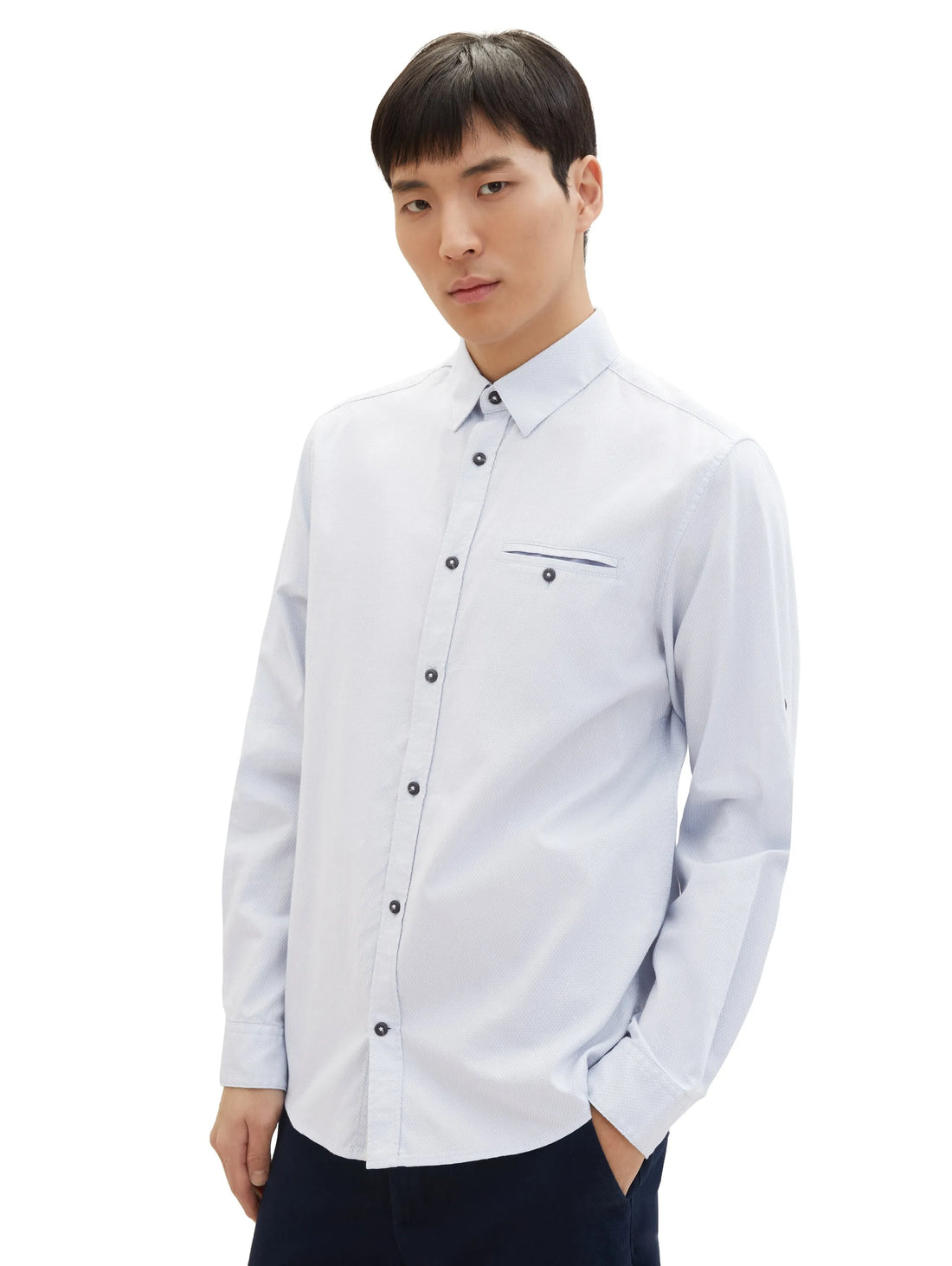 Tom Tailor Light Blue Small Structure Men Textured Shirt SKU: 1040129_34703 Image 01