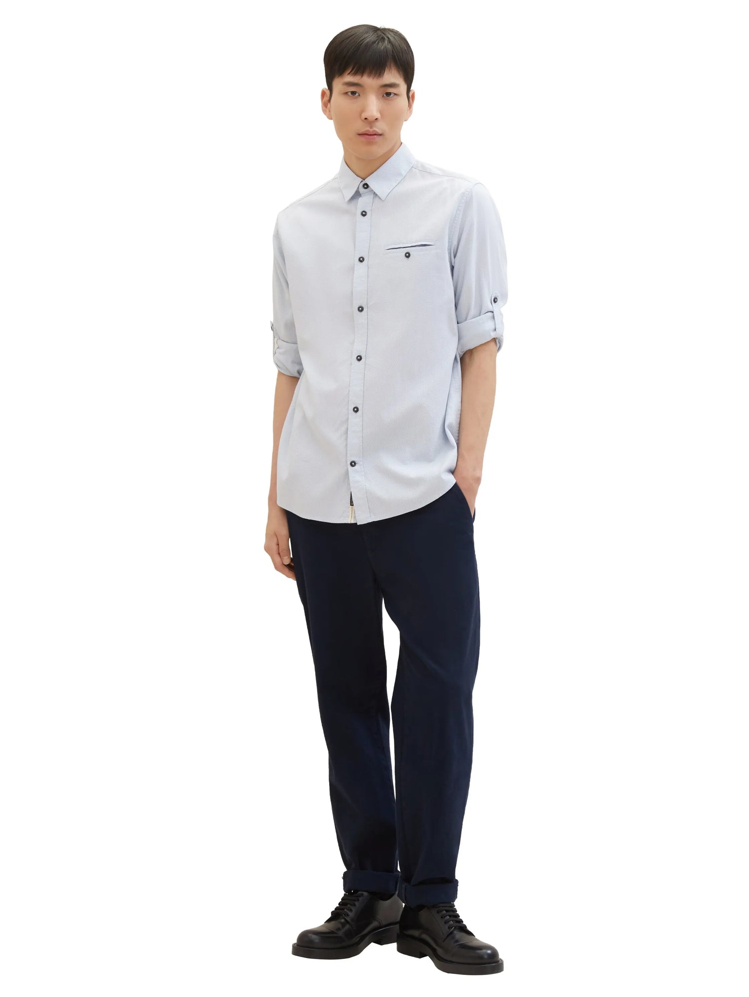 Tom Tailor Light Blue Small Structure Men Textured Shirt SKU: 1040129_34703 Image 02