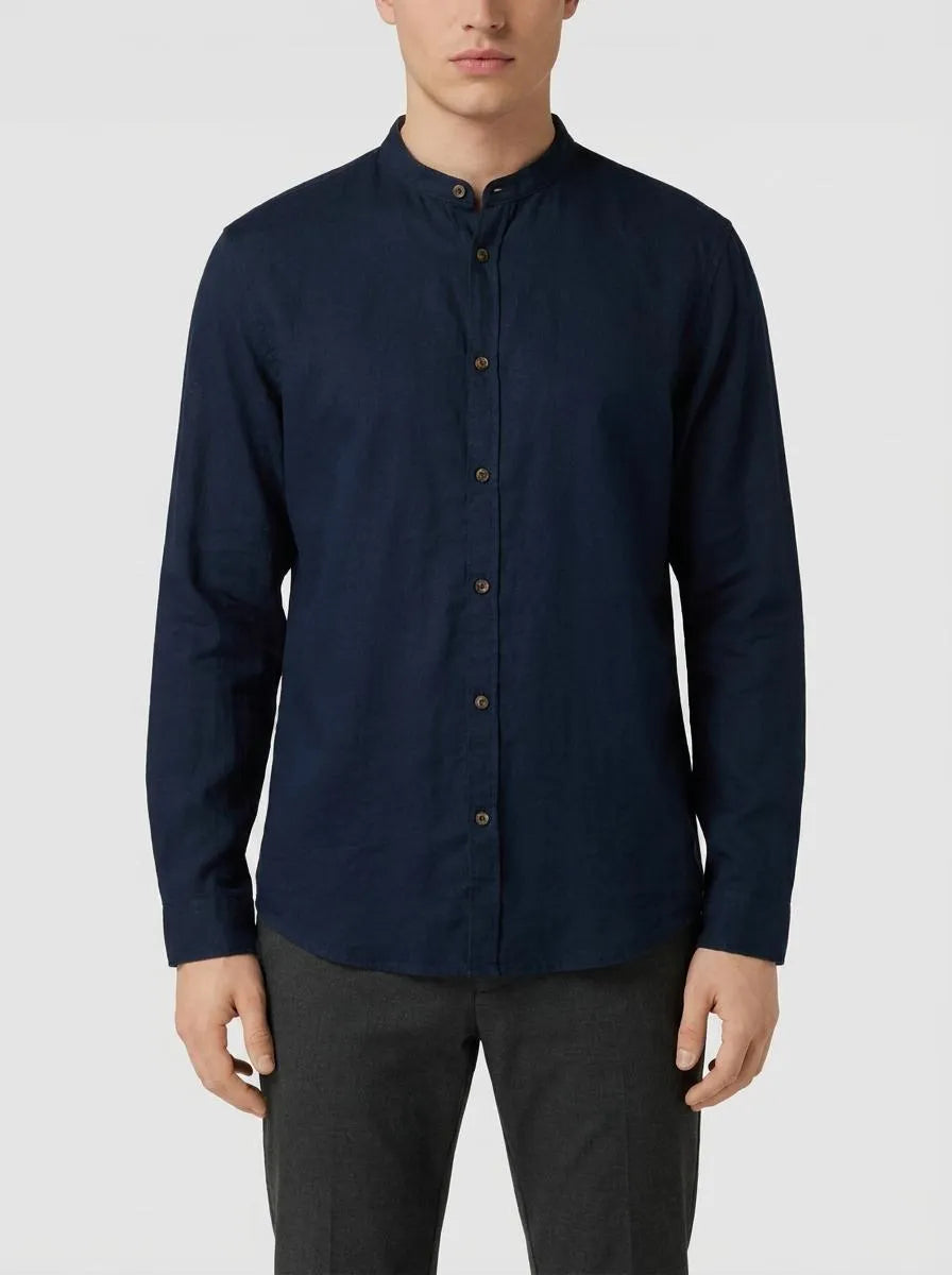 Tom Tailor Sky Captain Blue Men Shirt with Linen SKU: 1040140_10668 Image 00
