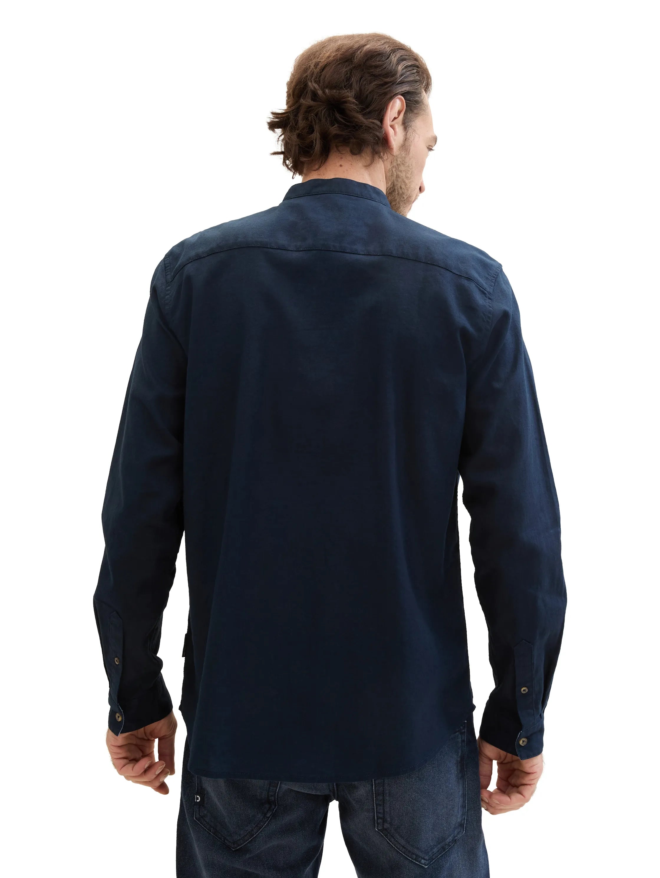 Tom Tailor Sky Captain Blue Men Shirt with Linen SKU: 1040140_10668 Image 03
