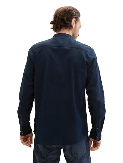 Tom Tailor Sky Captain Blue Men Shirt with Linen SKU: 1040140_10668 Image 03