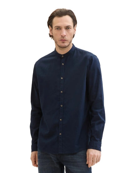 Tom Tailor Sky Captain Blue Men Shirt with Linen SKU: 1040140_10668 Image 04