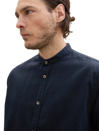 Tom Tailor Sky Captain Blue Men Shirt with Linen SKU: 1040140_10668 Image 06