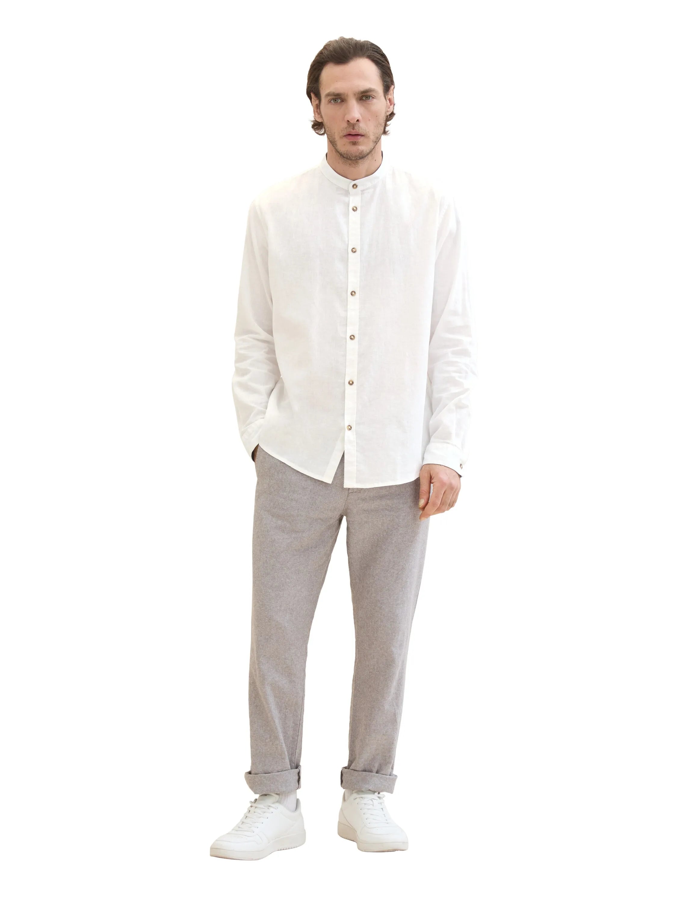 Tom Tailor White Men Shirt with Linen SKU: 1040140_20000 Image 02
