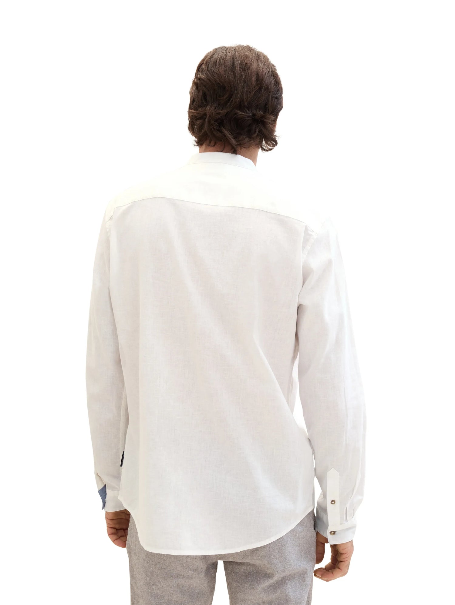 Tom Tailor White Men Shirt with Linen SKU: 1040140_20000 Image 03